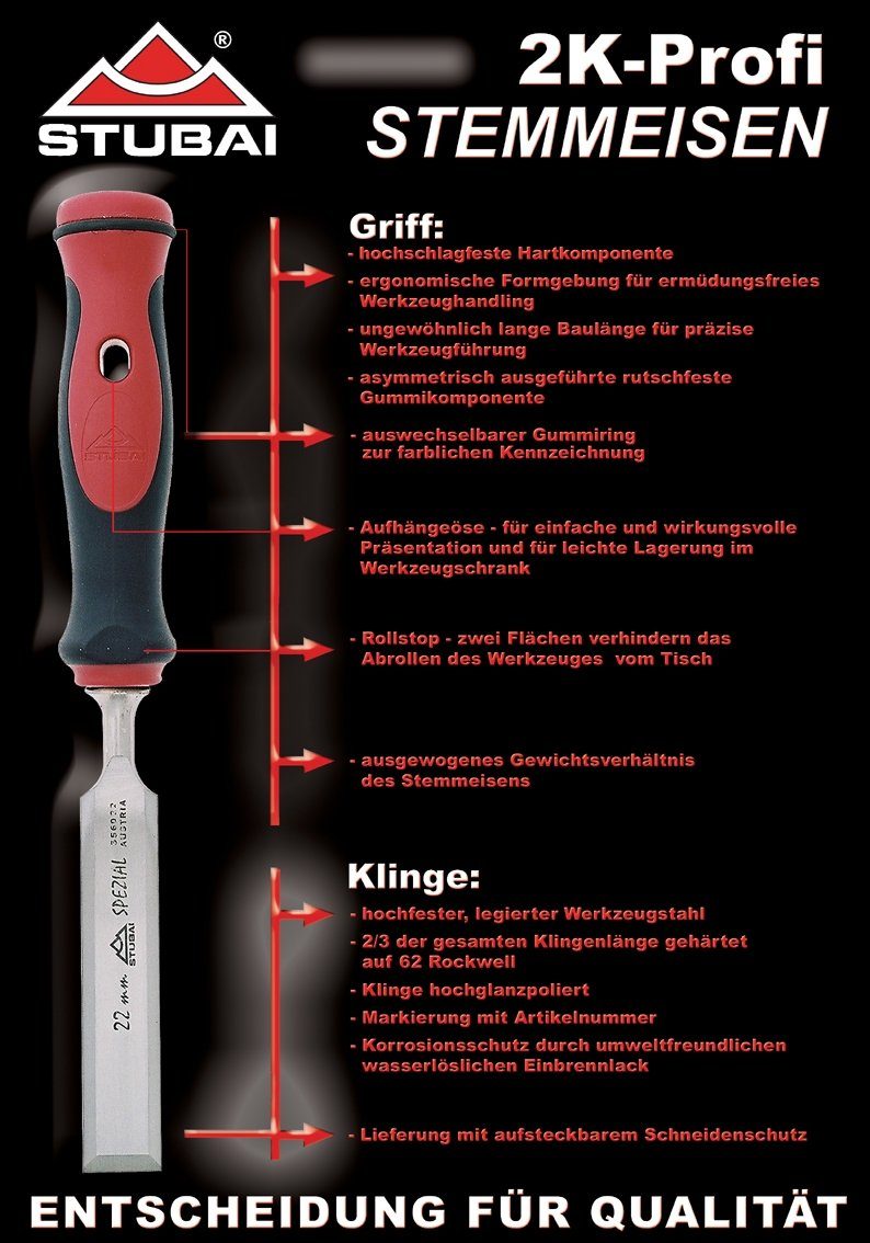 Stubai Stubai Spez. Stemmeisen 35 Heft schwed. Form mm 2K Stechbeitel