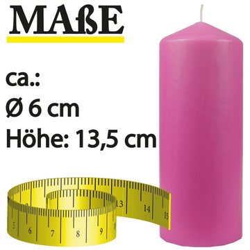 HS Candle Stumpenkerze Blockkerze (3-tlg), Wachskerzen Ø6cm x 13,5cm - Kerze in vielen Farben