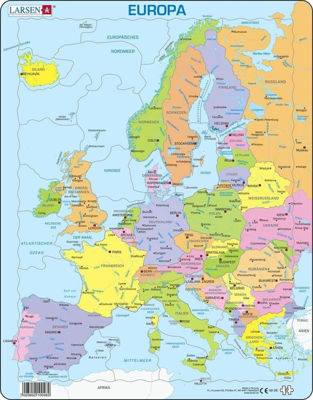 MEDIA VERLAG Puzzle Europa (politisch) (Kinderpuzzle) 49 Puzzleteile mehr