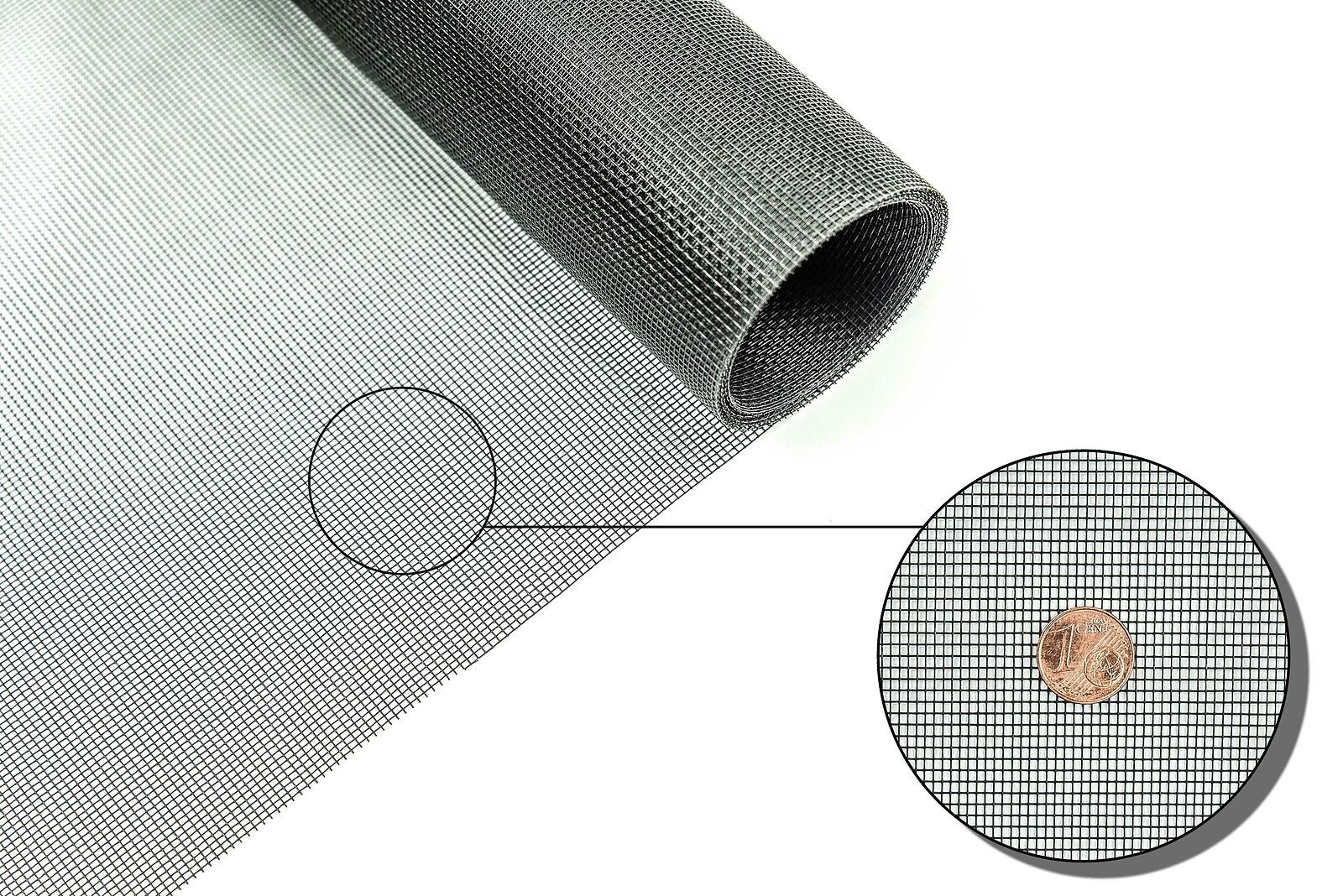 OSL Insektenschutz Fliegengitter-Gewebe für Fenster und Türen Meterware 100 cm schwarz und grau, schwarz & grau - individuell zuschneidbar - für Fenster und Türen