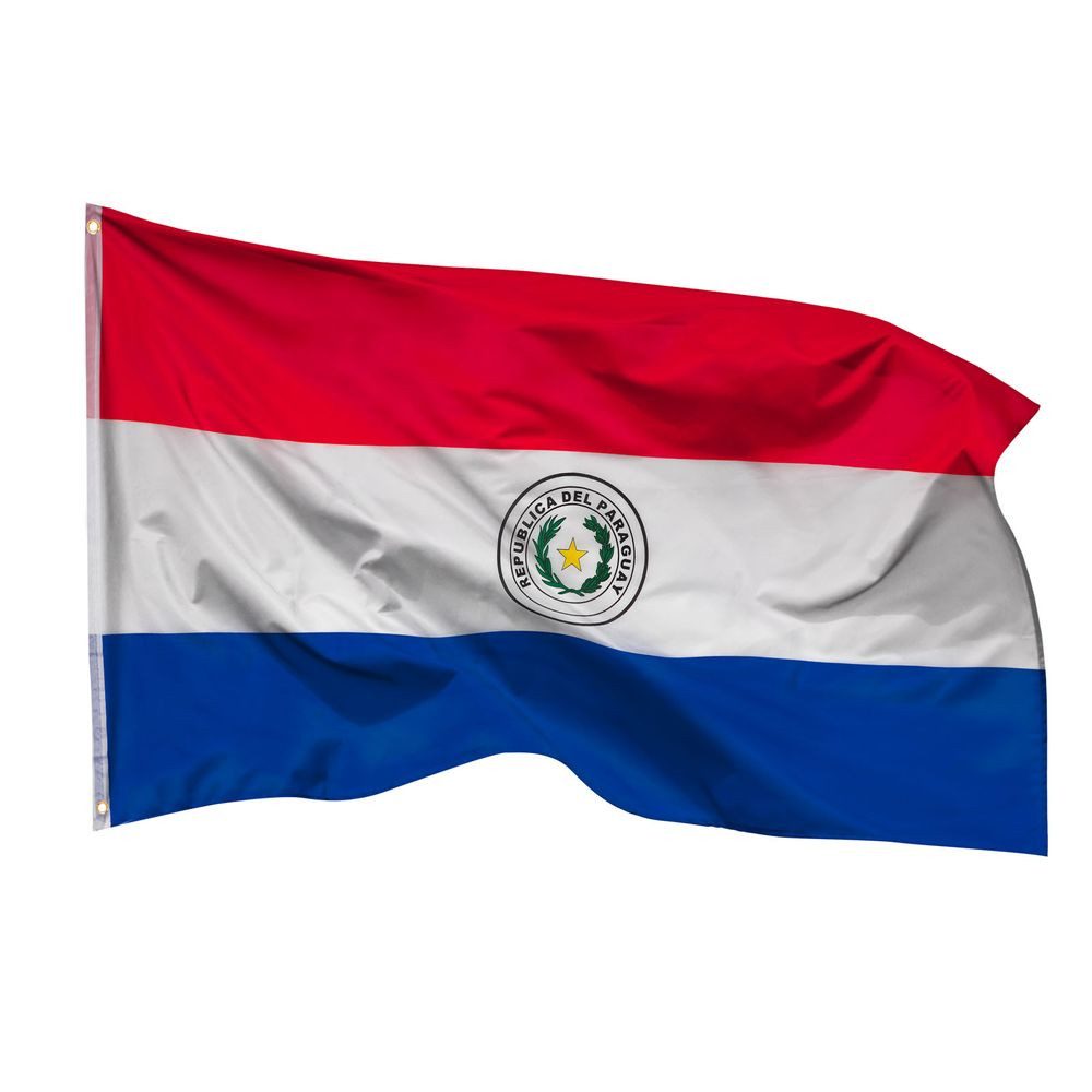 PHENO FLAGS Flagge Paraguay Flagge 90x150 cm – Wetterfeste Nationalflagge, Inkl. 2 Messing Ösen