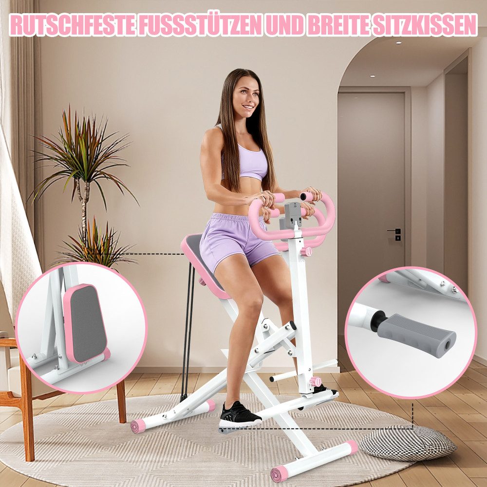 BBG Bauchmuskelmaschine Squat Machine Kniebeugenmaschine für Zuhause, Ganzkörpertraining, faltbarer Po-Trainer mit Widerstandsbändern, ABS/Stahl