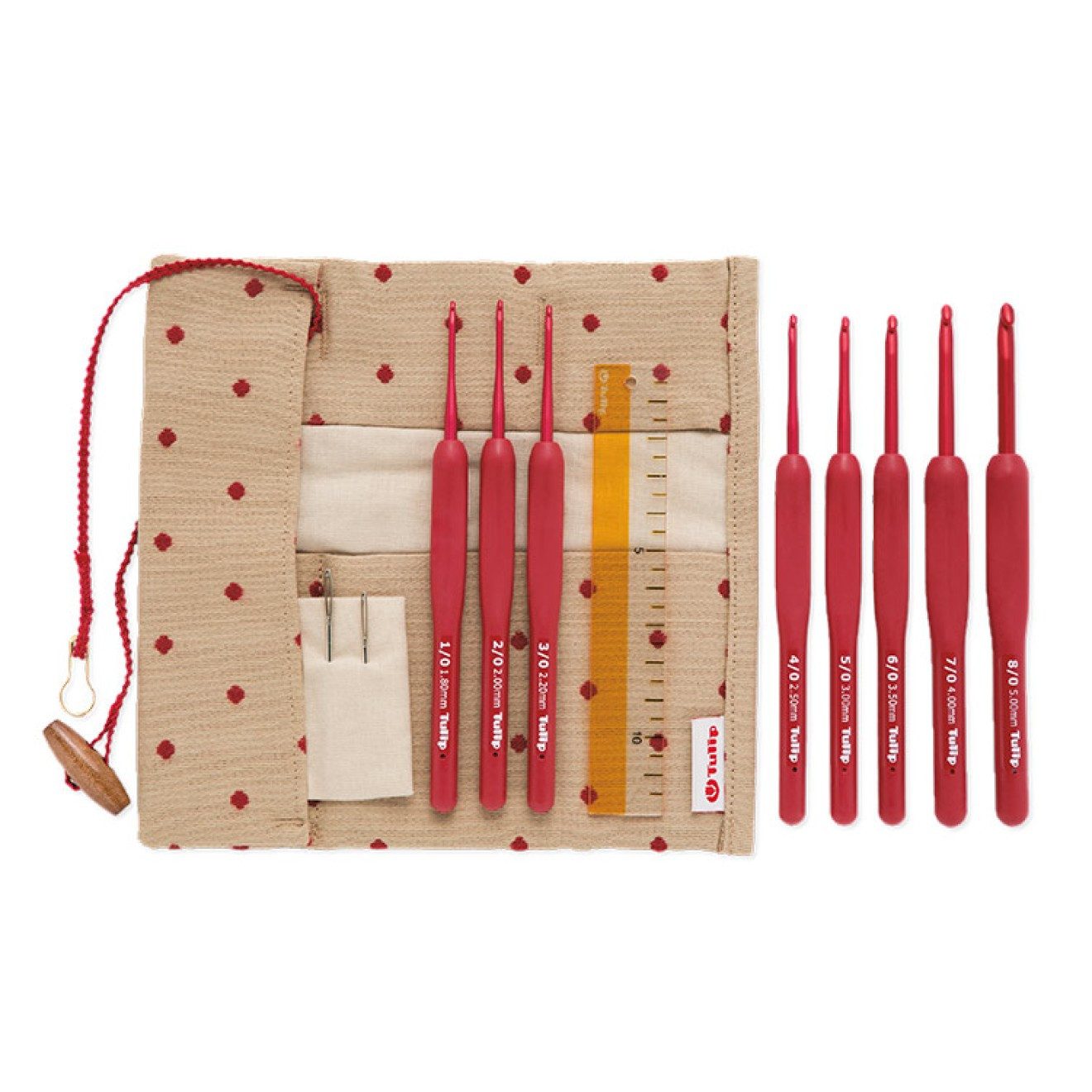 Tulip Stricknadeln ETIMO Red Häkelnadel Set mit Softgriff 1,80 - 5,00 mm