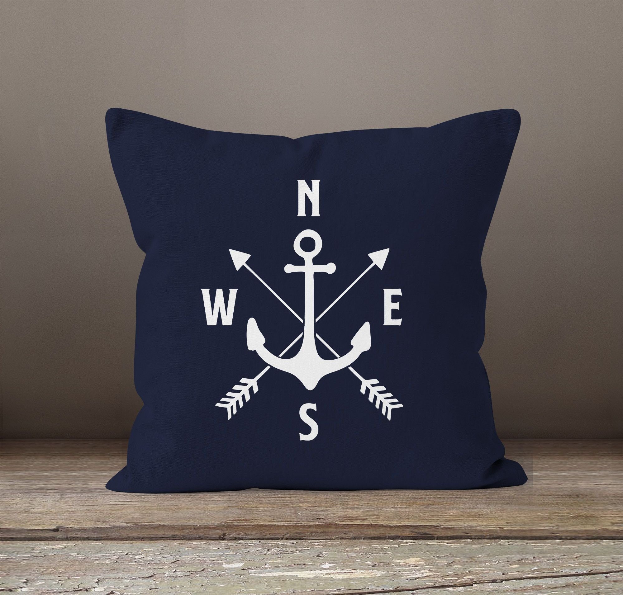 MoonWorks Dekokissen Maritimer Kissen-Bezug Anker Kompass günstig online kaufen