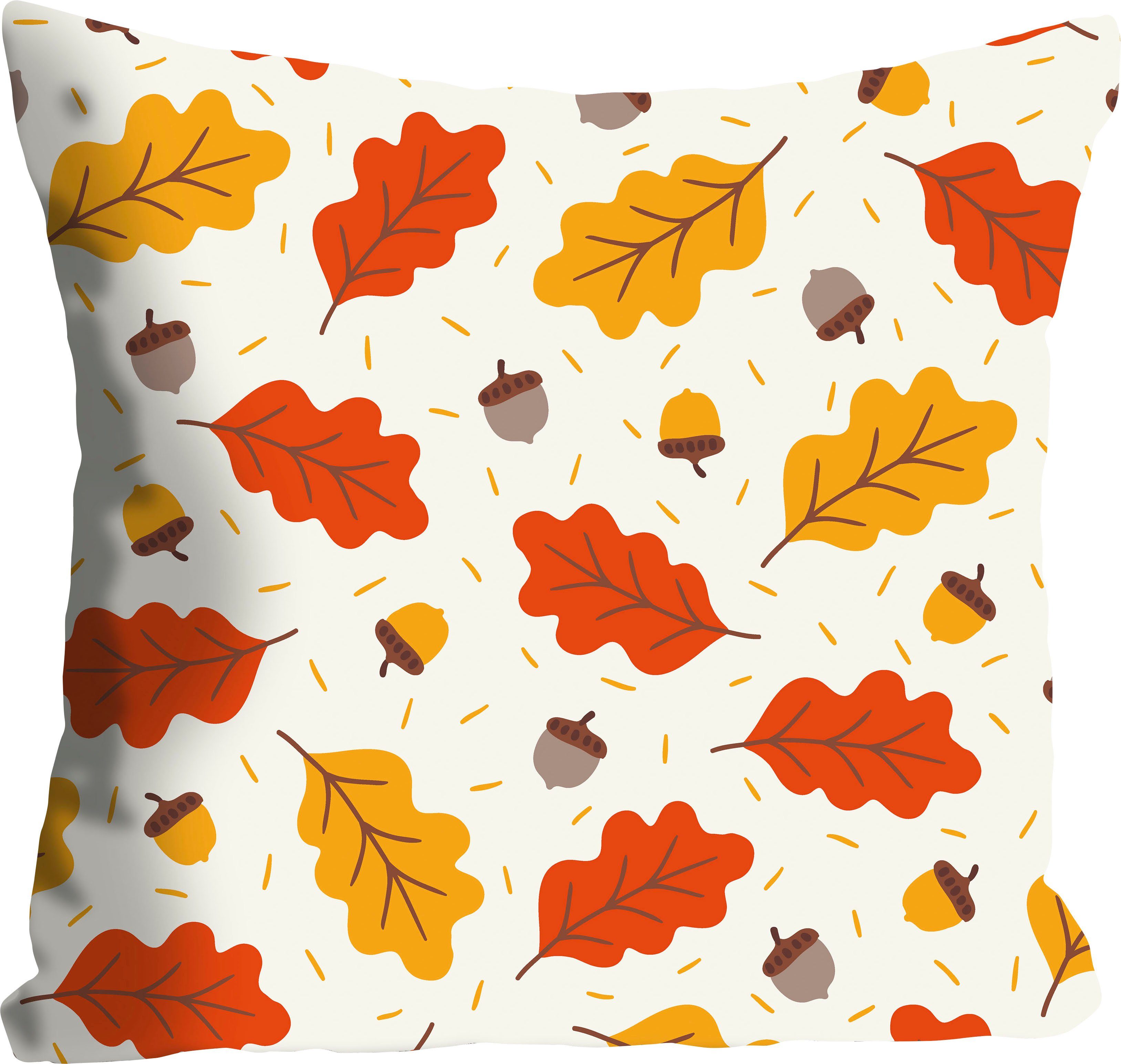Kissenhülle Dekokissen queence mit Sakira, Herbstlaub, ohne Füllung, orangenen Stück 1