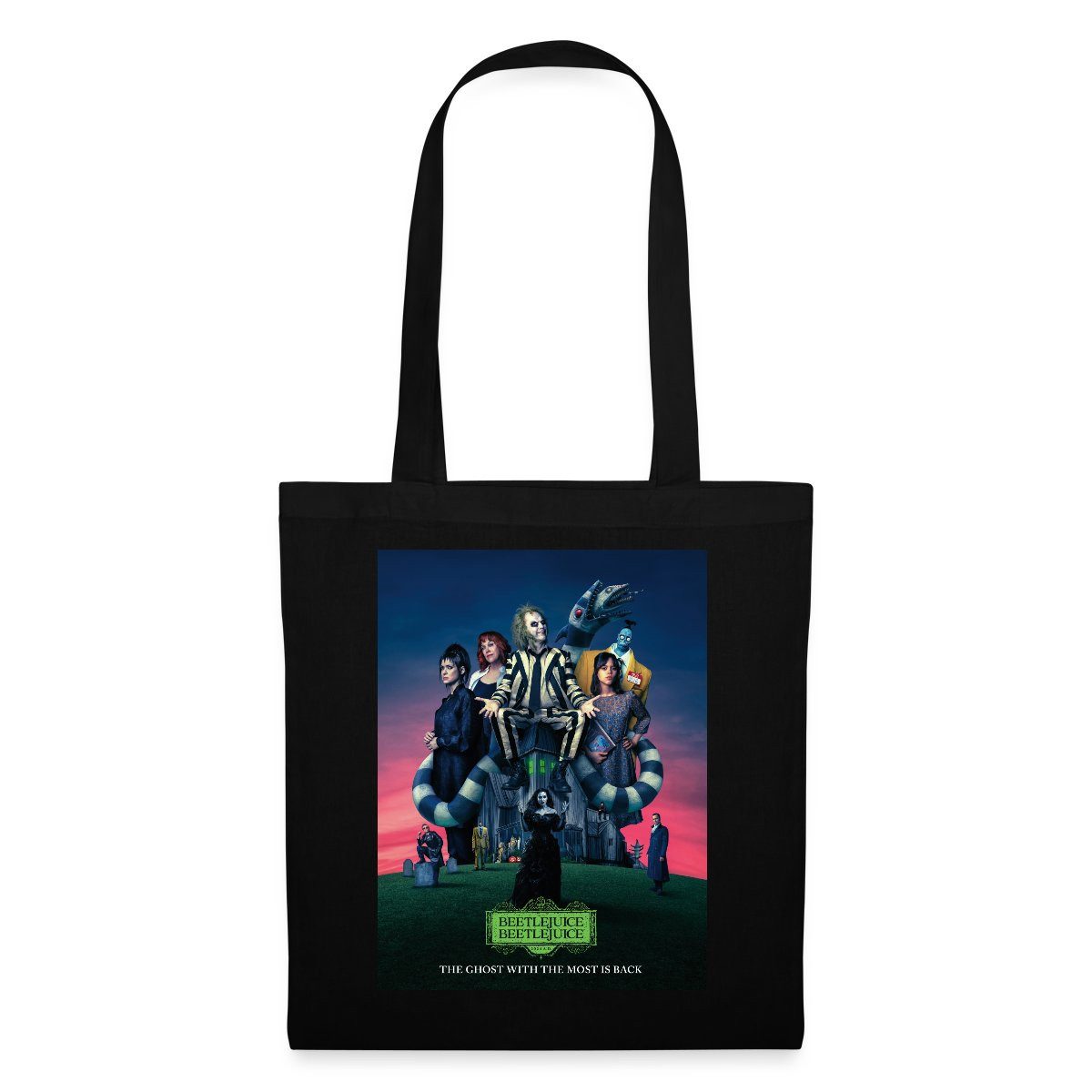 Henkeltasche Beetlejuice 2 Hauptcharaktere Filmplakat 2024 Stoffbeutel