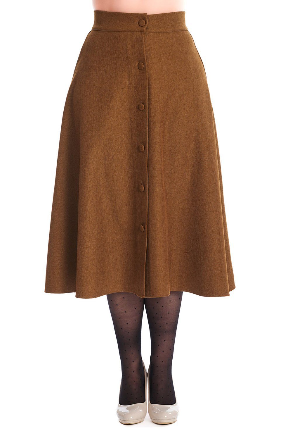 Banned A-Linien-Rock Book Worm Khaki Retro Vintage Swing Skirt günstig online kaufen