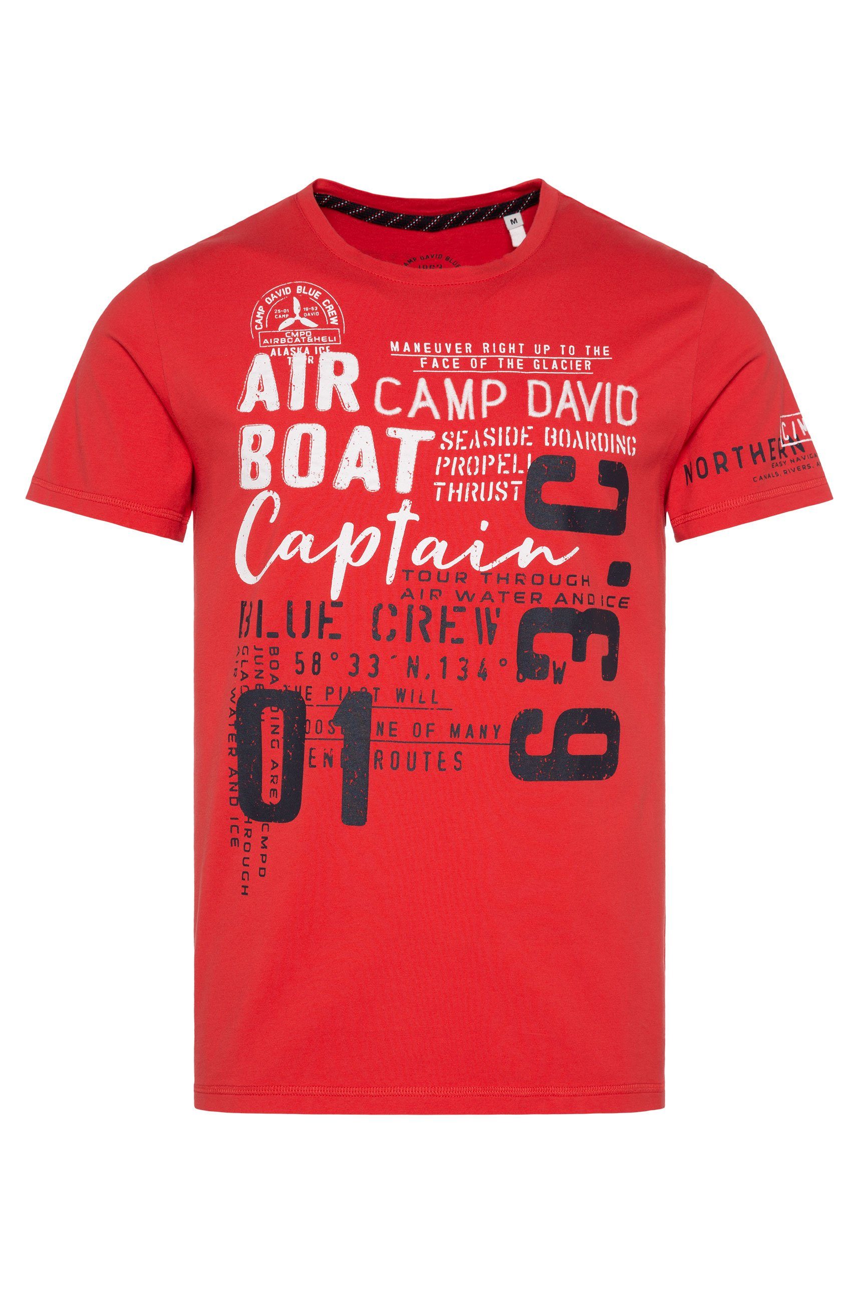 mit red Logo-Artworks CAMP T-Shirt mission DAVID