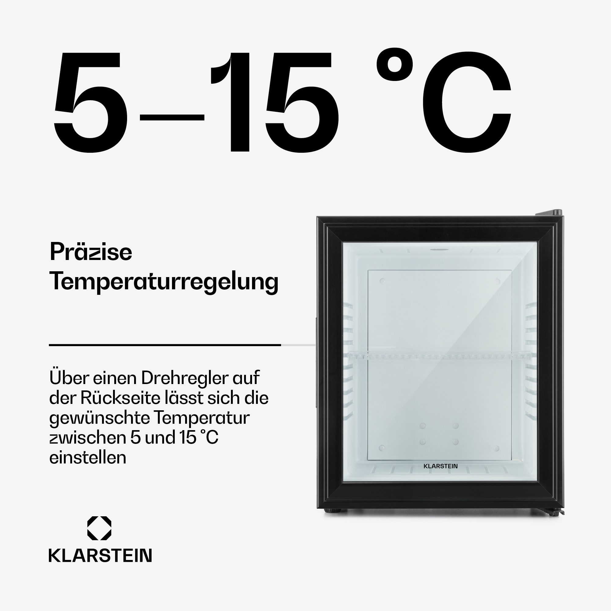 Klarstein Table Top Kühlschrank MKS-12 Mini-Kühlschrank 24 L Glastür 0 dB schwarz Glasfront 10005439, 47.5 cm hoch, 38 cm breit, Hausbar Minikühlschrank ohne Ge – Bild 5 von 5