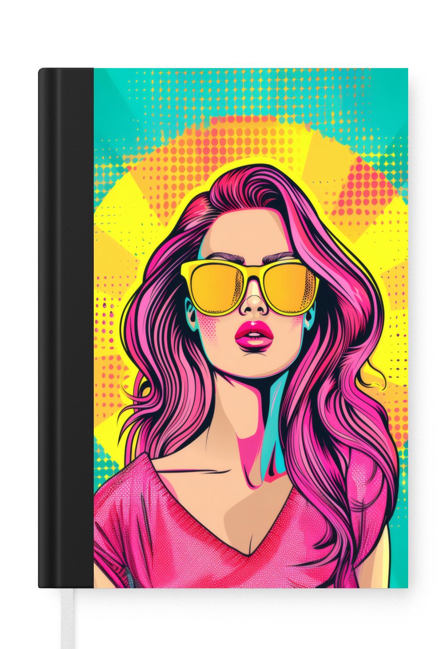 MuchoWow Notizbuch Sonnenbrille - Frau - Sonnig - Gelb, Notebook, Notizblock a5, Tagebuch, Journal Liniert