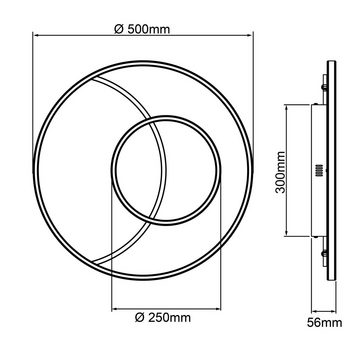 Brilliant Deckenleuchte Merapi, 3000K, Lampe, Merapi LED Deckenleuchte 51x51cm weiß/schwarz, Metall/Kunststof