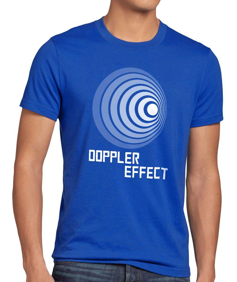 style3 Print-Shirt Herren T-Shirt Doppler Effect Cooper Big Bang Sheldon Effekt Schall tbbt Theory blau