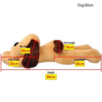 vidaXL Kuscheltier Hund liegend Plüschhund Stofftier Plüschtier Kuscheltier Braun 80 cm