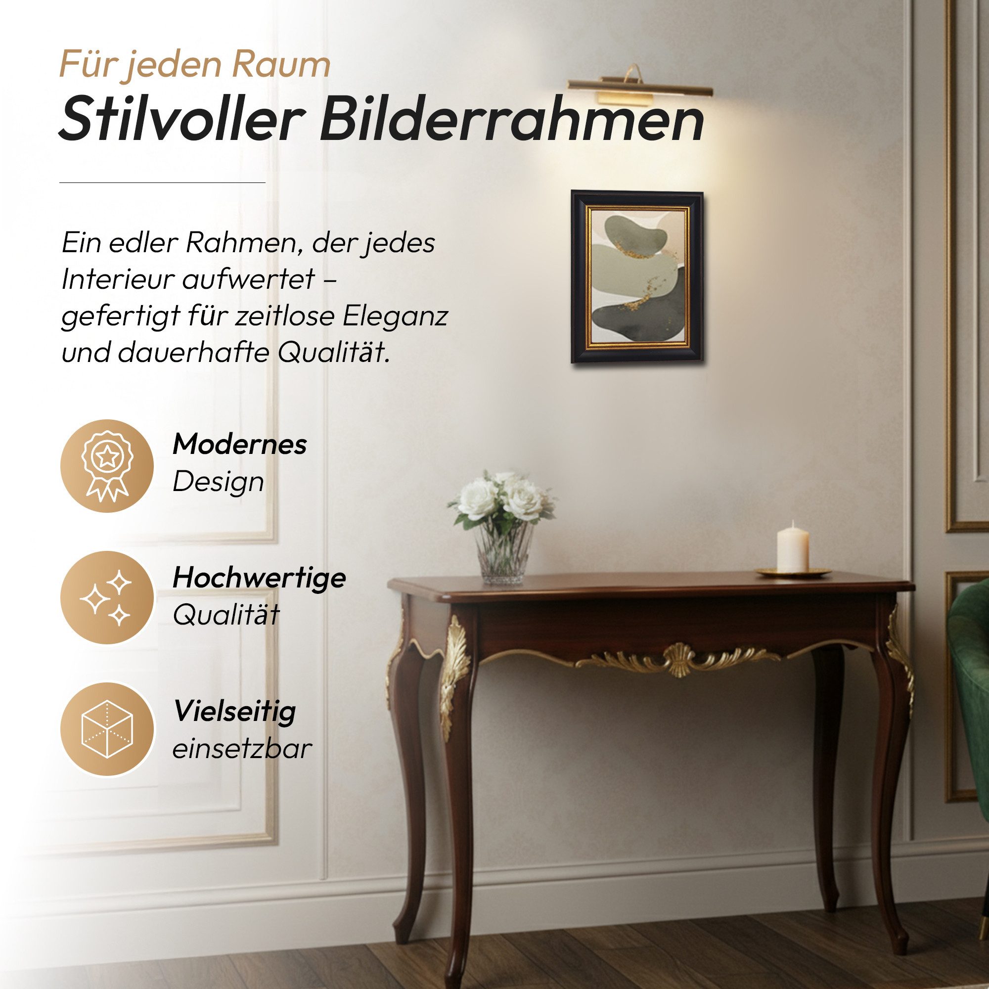 CABBEL Bilderrahmen AVI Bilderrahmen Antik Barock Vintage Fotorahmen, klassisch verziert, ideal für Poster, Fotos & Kunstwerke,Wanddekoration in Wohnzimmer,Büro