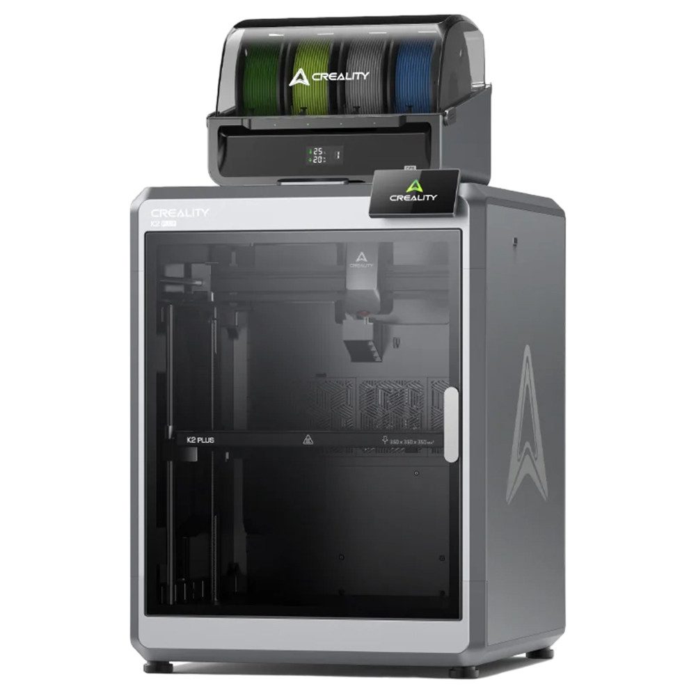 Creality 3д принтер K2 Plus Combo mit CFS, Mehrfarbiger Druck, 350x350x350mm, Apus Extruder, Neigungserkennung