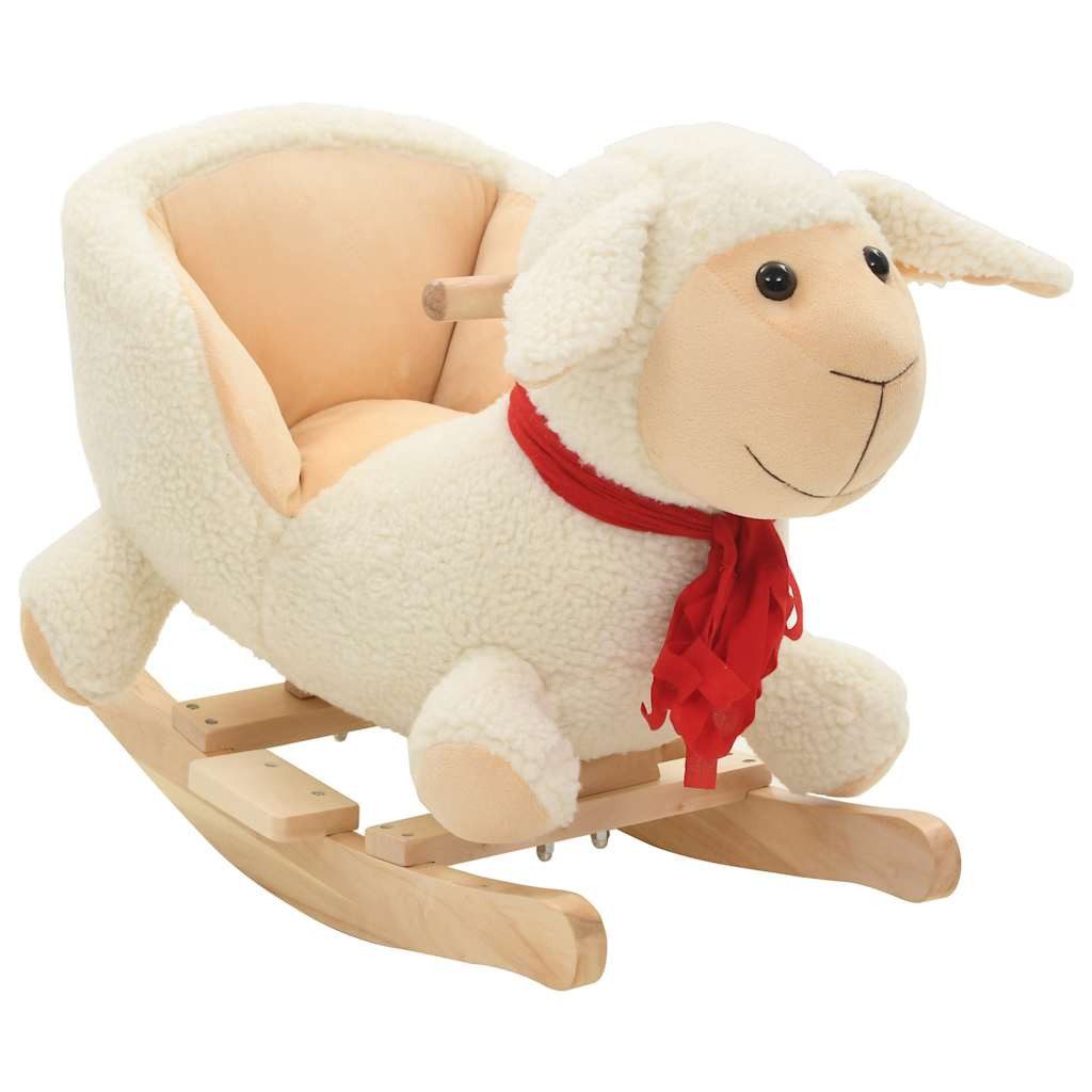 vidaXL Schaukeltier Schaukeltier Schaf mit Rückenlehne Plüsch 60x32x50 cm Weiß