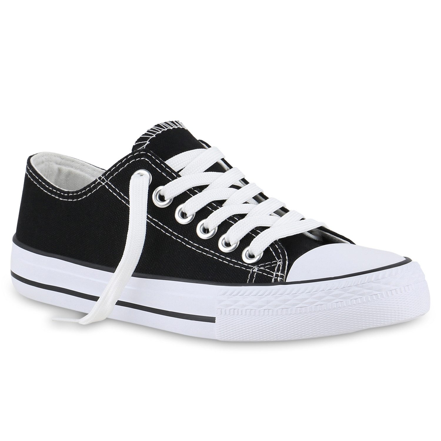 VAN HILL 841314 Sneaker Damen Sneaker Low Schnürer Bequeme Basic Stoff Freizeit