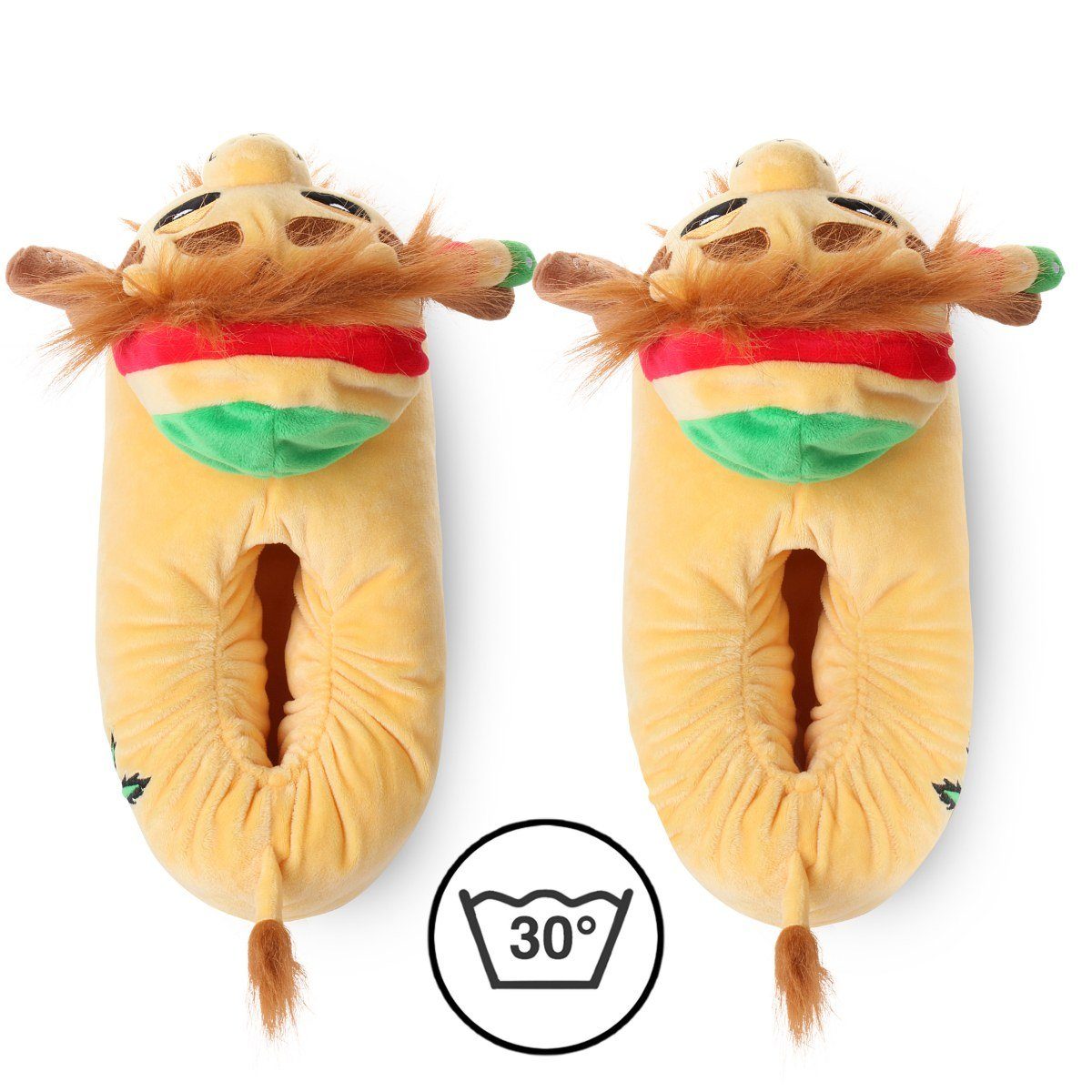 Corimori Tier Pantoffeln für Erwachsene Einheitsgröße 34-44 Plüsch Hausschuhe (Packung, Geschenk) EU Einheitsgröße 34-44, Benji der Löwe, für Kinder und Erwachs – Bild 2 von 5