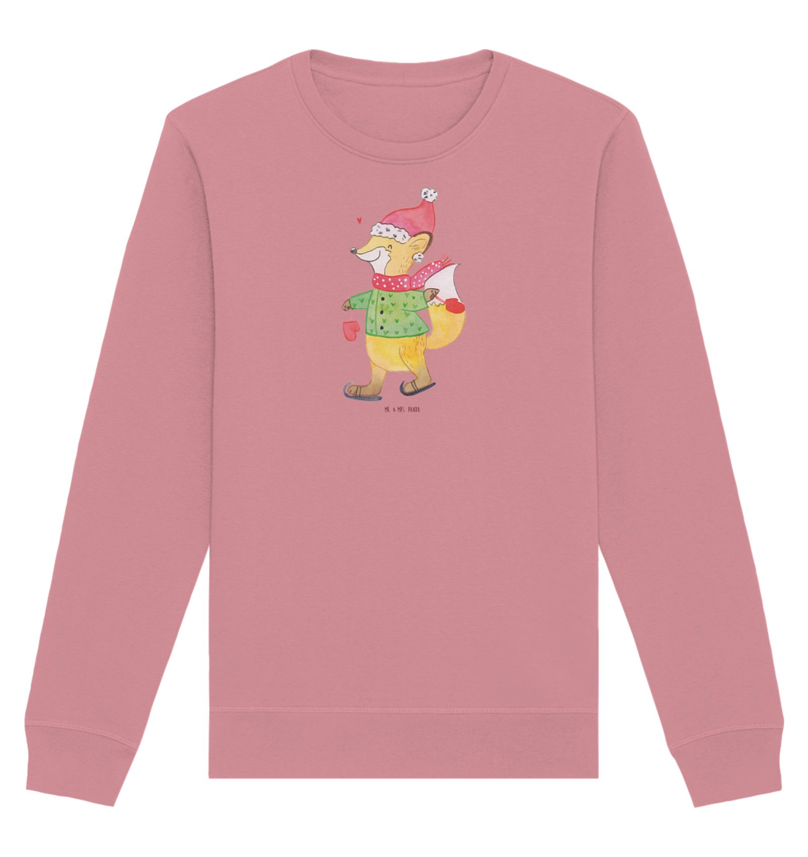 Longpullover Fuchs Schlittschuhe Größe L - Canyon Pink - Geschenk, Advent, Sweats