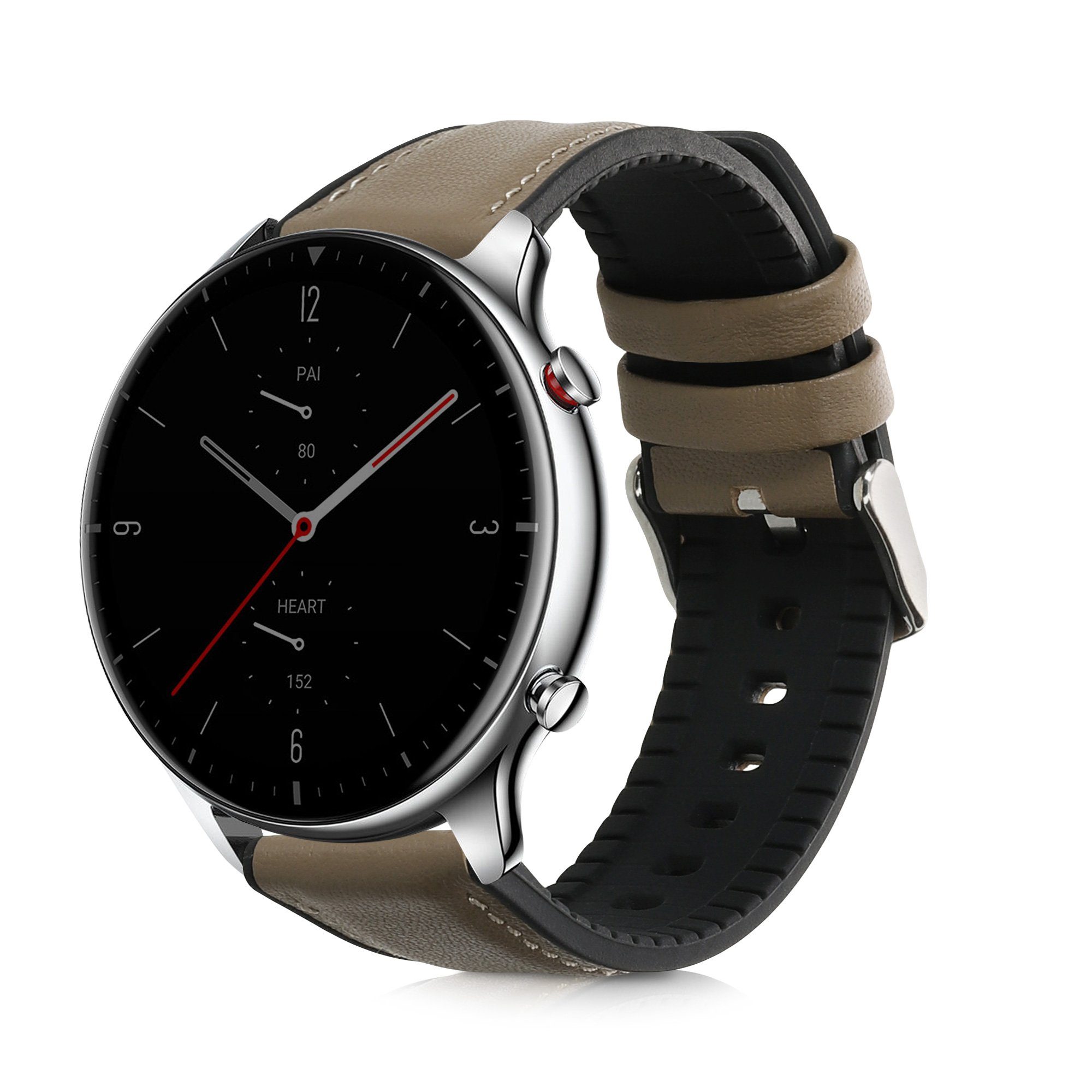 kwmobile Leder Armband für Huami Amzfit GTR (47mm) / GTR 2 / GTR 3 / GTR 4 Smartwatch, 1-tlg., Ersatzarmband für Fitnesstracker mit Uhrenverschluss