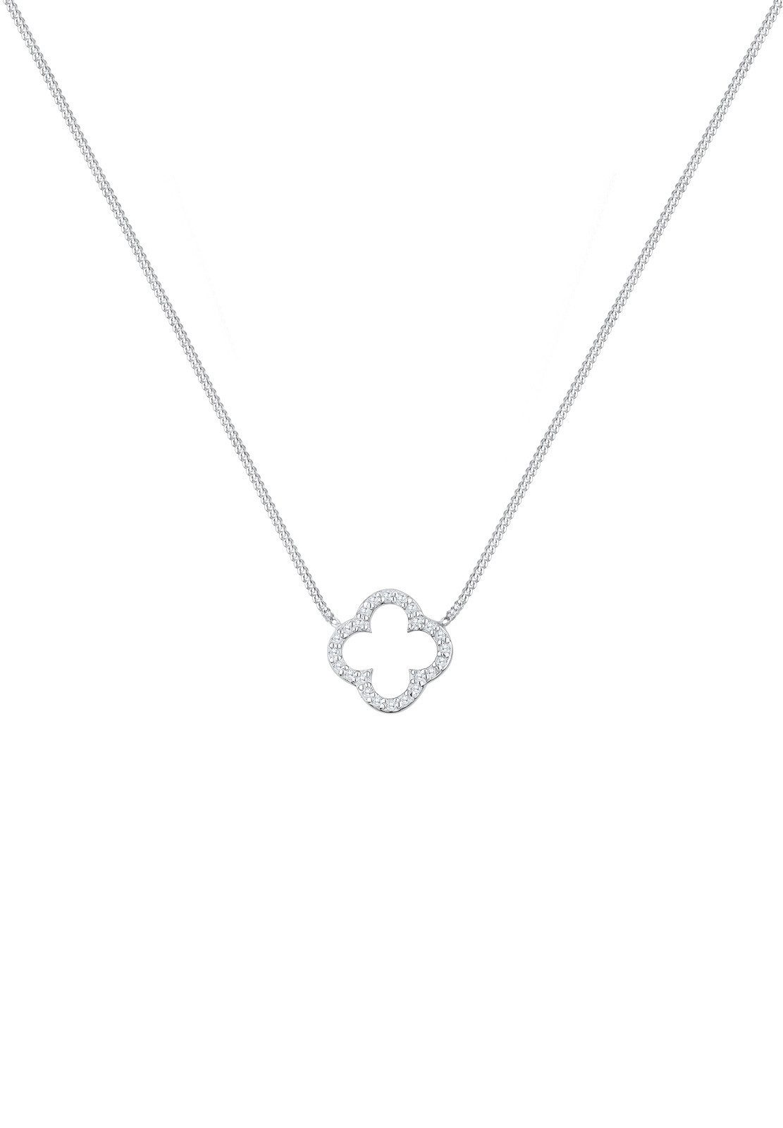 Elli Kette mit Anhänger Kleeblatt Glück Zirkonia 925 Silber, Kleeblatt günstig online kaufen