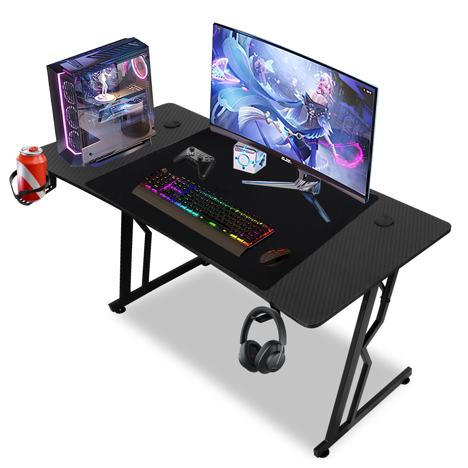Clanmacy Gamingtisch Gaming Schreibtisch inkl. Mauspad, Stabiler PC-tisch ( günstig online kaufen