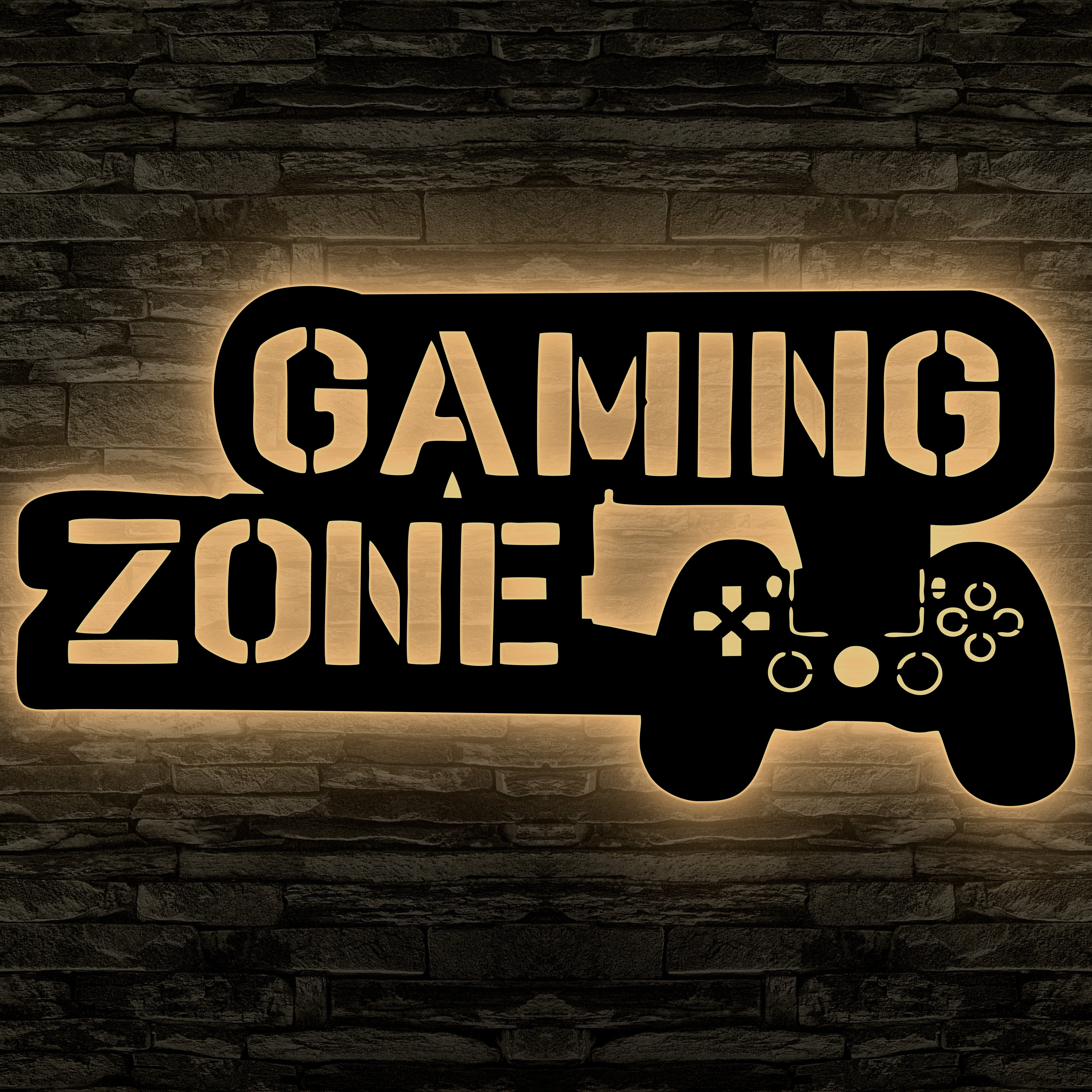 LEON FOLIEN LED Dekolicht Led Gaming Zone Schild - Gamer Videospiel - in Schwarz #10, LED fest integriert