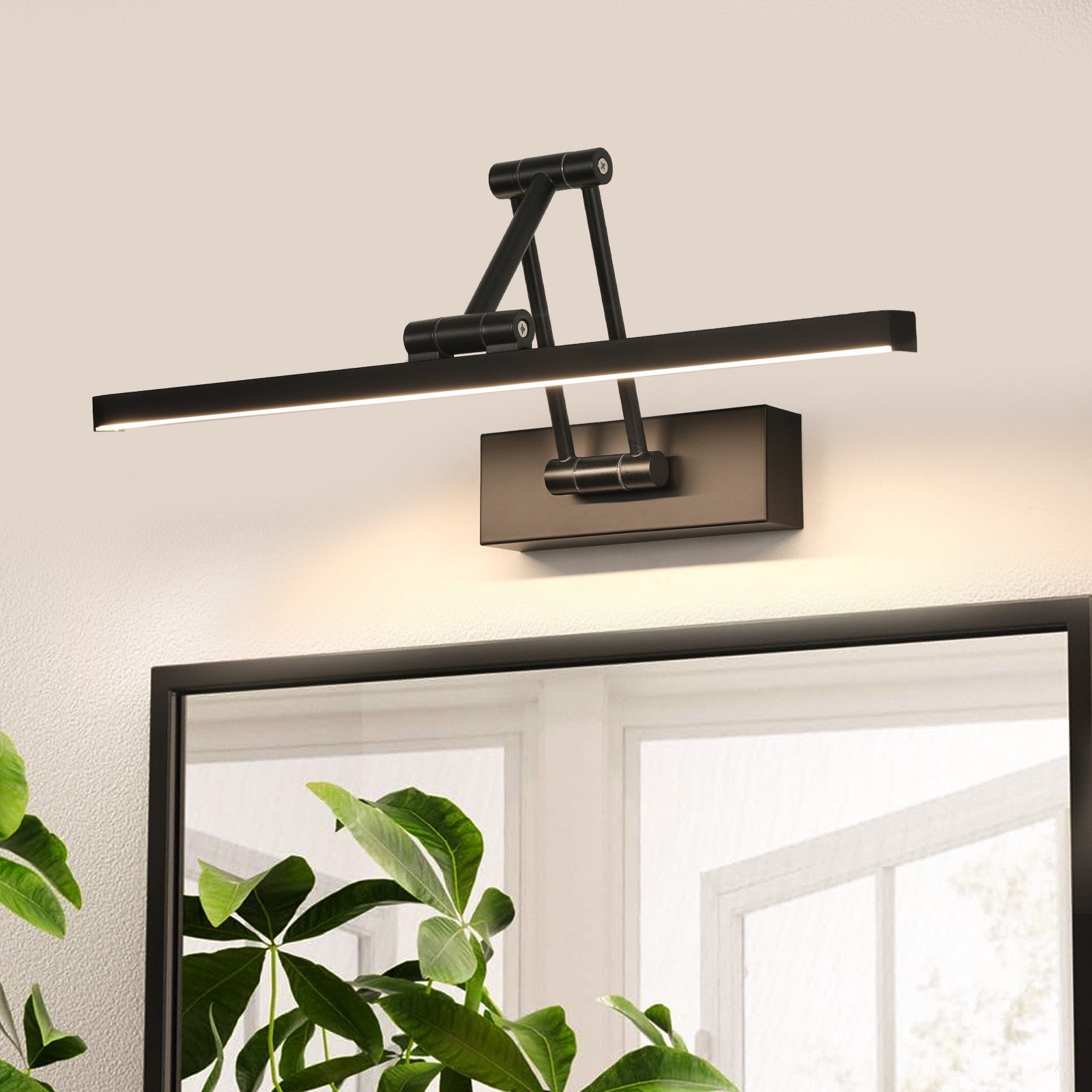 Riserva LED Spiegelleuchte LED Spiegelleuchte schwarz 40cm, 9W, 4500K, verstellbar Badleuchte