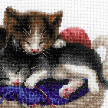 Riolis Kreativset Riolis Kreuzstich-Set "Kätzchen in einem Korb", (embroidery kit by Marussia)