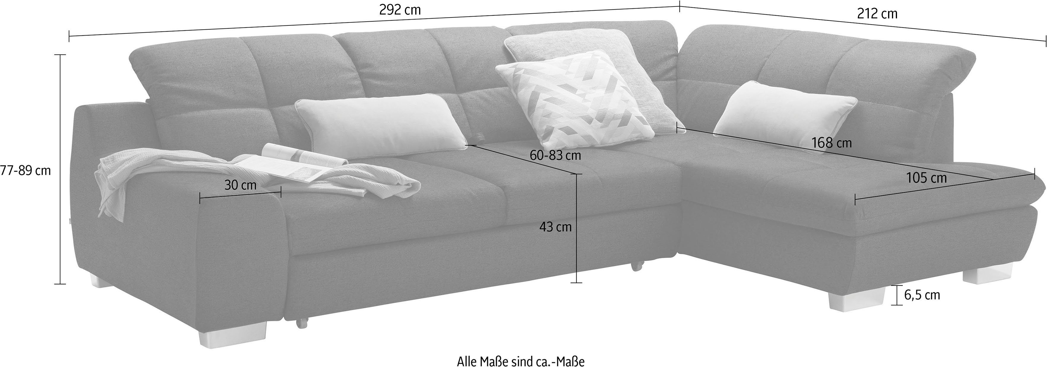 Ecksofa SO wahlweise one Bettfunktion 1200, Musterring set by mit