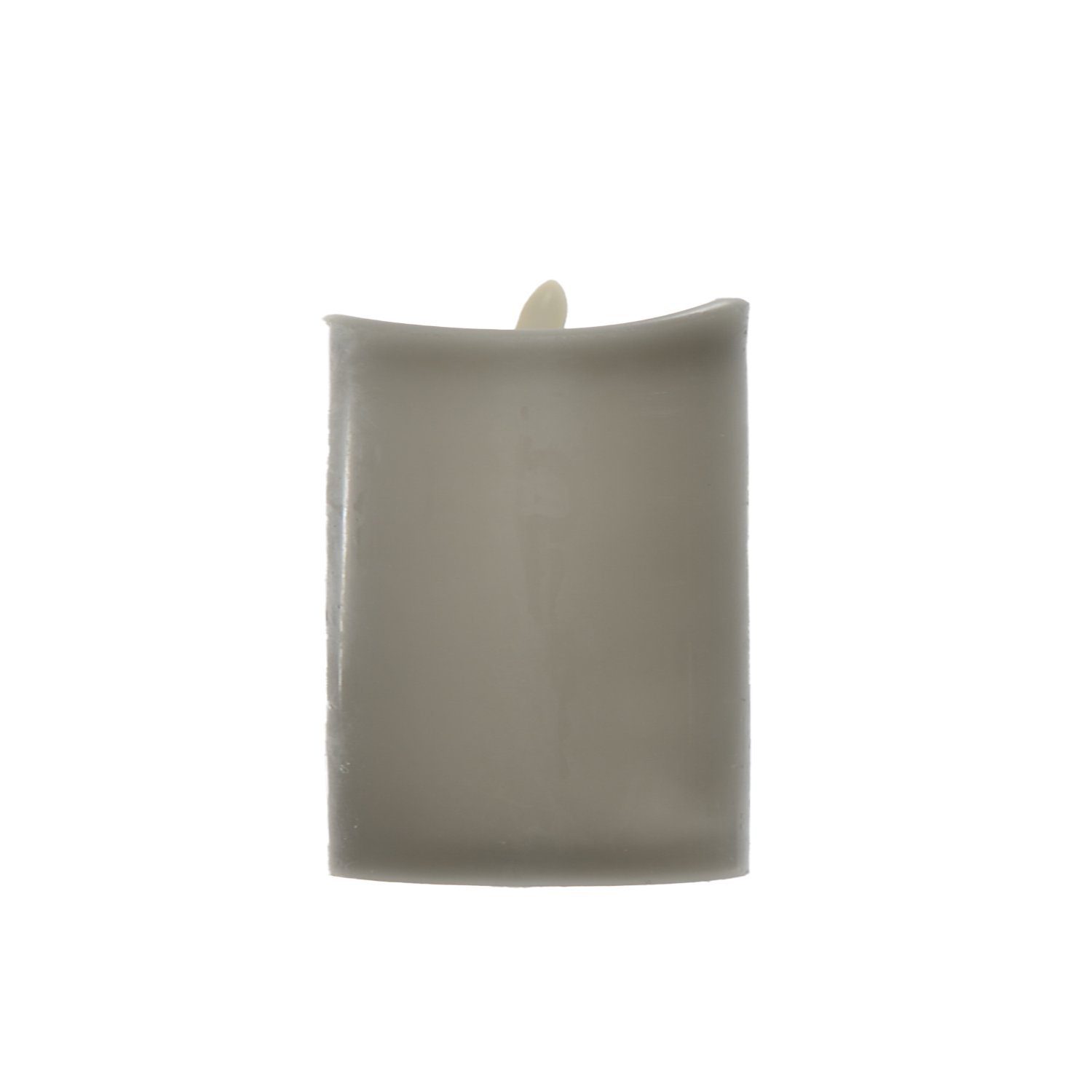 LED-Kerze Echtwachskerze grau 12.5 x Ø 9 cm mit Flackerflamme und Timer