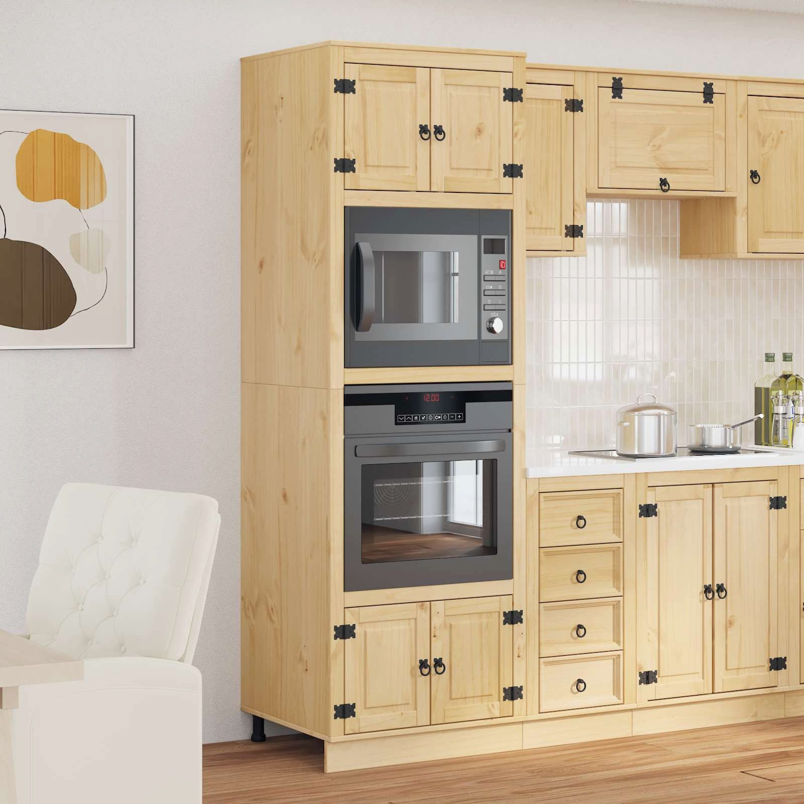 vidaXL Küchenzeile, Schrank mit Regal Honig 66 x 58 x 207 cm Massives Kiefernholz