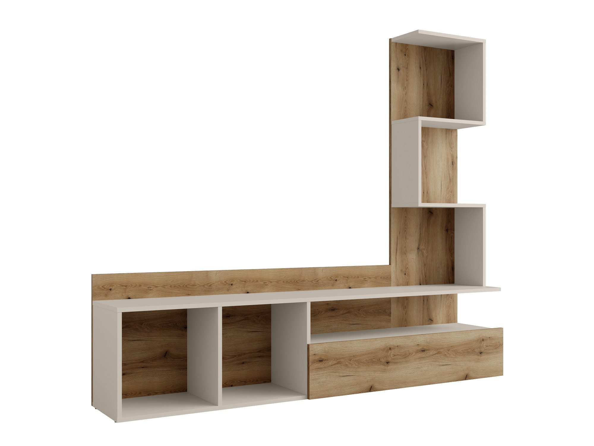 Home affaire Wohnwand LUMIA TV-Lowboard mit Regal, wahlweise mit Beleuchtung, viel Stauraum, Komplett-Set, TV-Schrank, Wandregal, Beleuchtung als Option