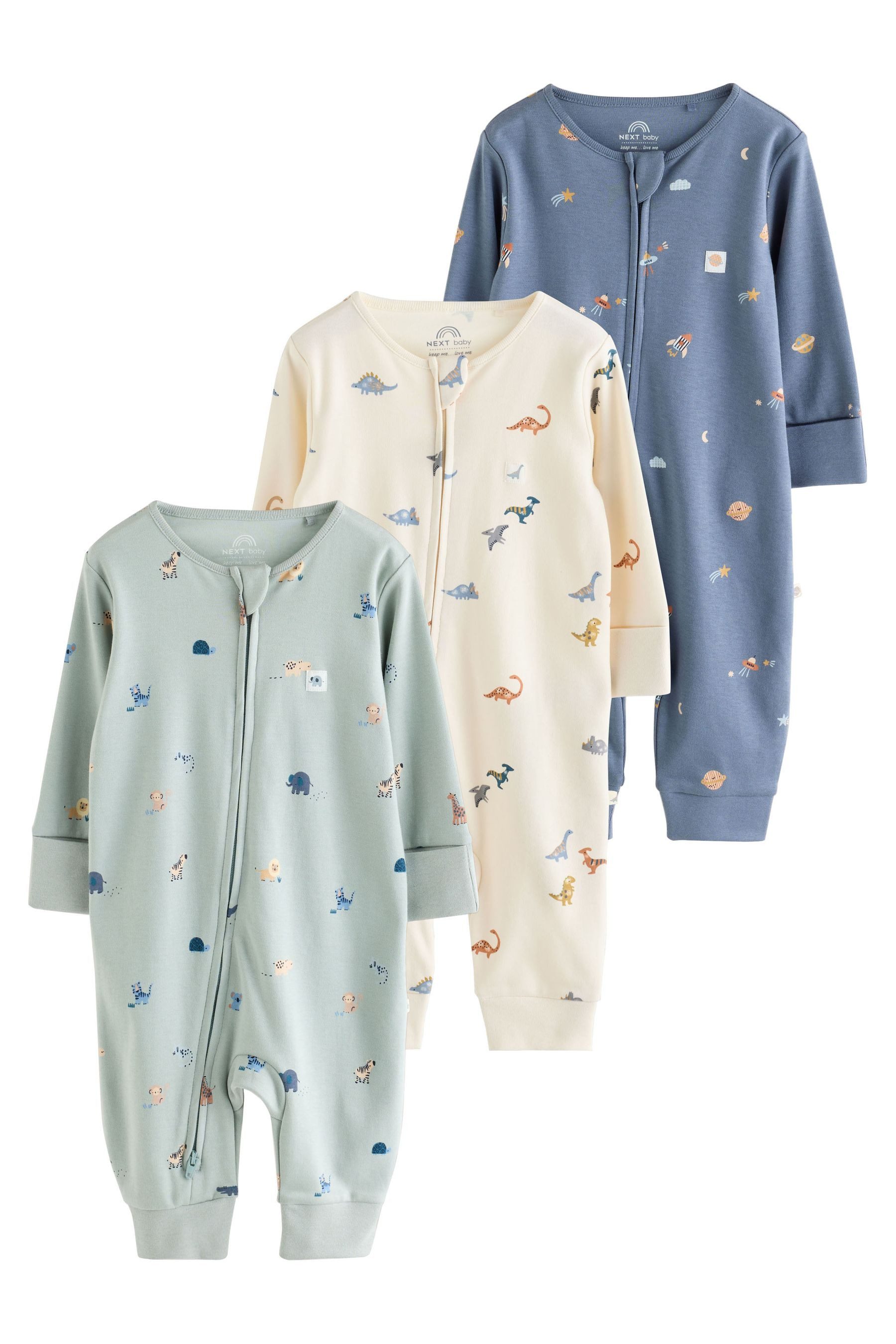 Next Schlafoverall Babyschlafanzüge mit Zweiwege-RV, 3er-Pack (3-tlg)