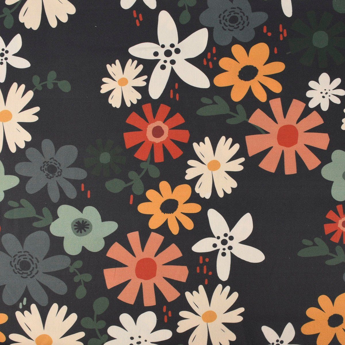 SCHÖNER LEBEN. Stoff Dekostoff Meterware Baumwollstoff Halbpanama Blumen Blüten bunt 140cm, allergikergeeignet,atmungsaktiv,pflegeleicht
