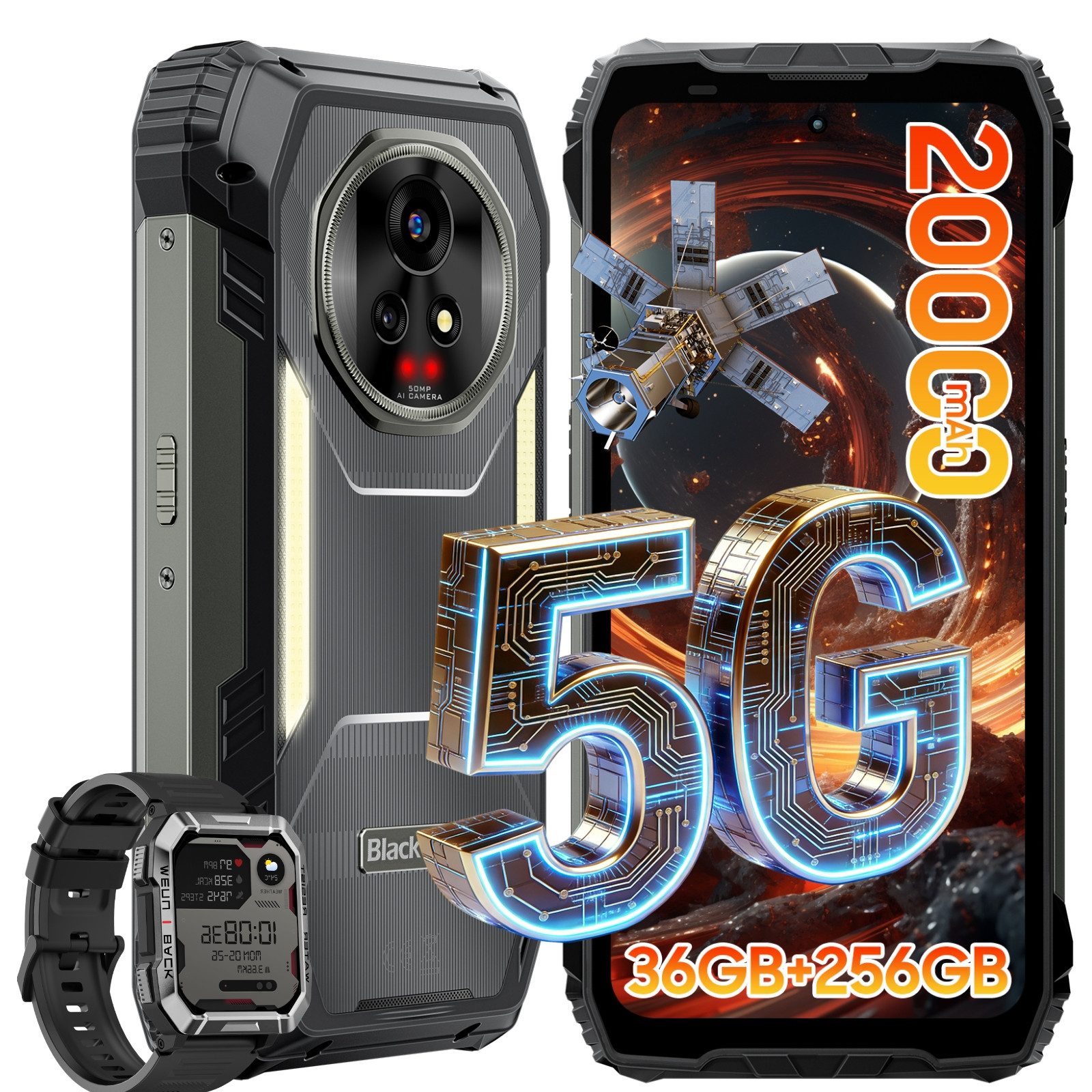 blackview Xplore 2 Satellitenkommunikation: IP69K robust incl. W60 Outdoor-Navigationsgerät (Satellitentelefon,IP69K,20000mAh,6.73",2600Nits,D8300,5G,467lm)