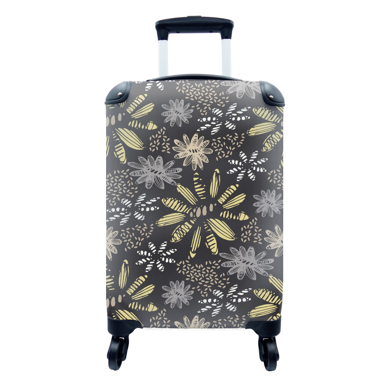 MuchoWow Handgepäckkoffer Abstrakt - Blumen - Muster, 4 Rollen, Reisetasche mit rollen, Handgepäck für Ferien, Trolley, Reisekoffer