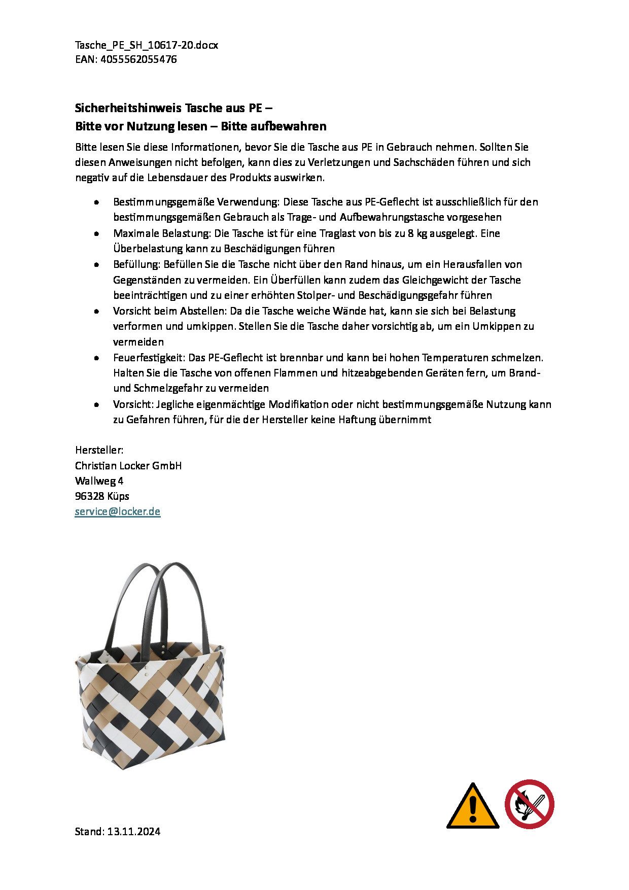 Kobolo Einkaufsshopper Einkaufstasche COFFEE in braun, schwarz und weiß, 18 l