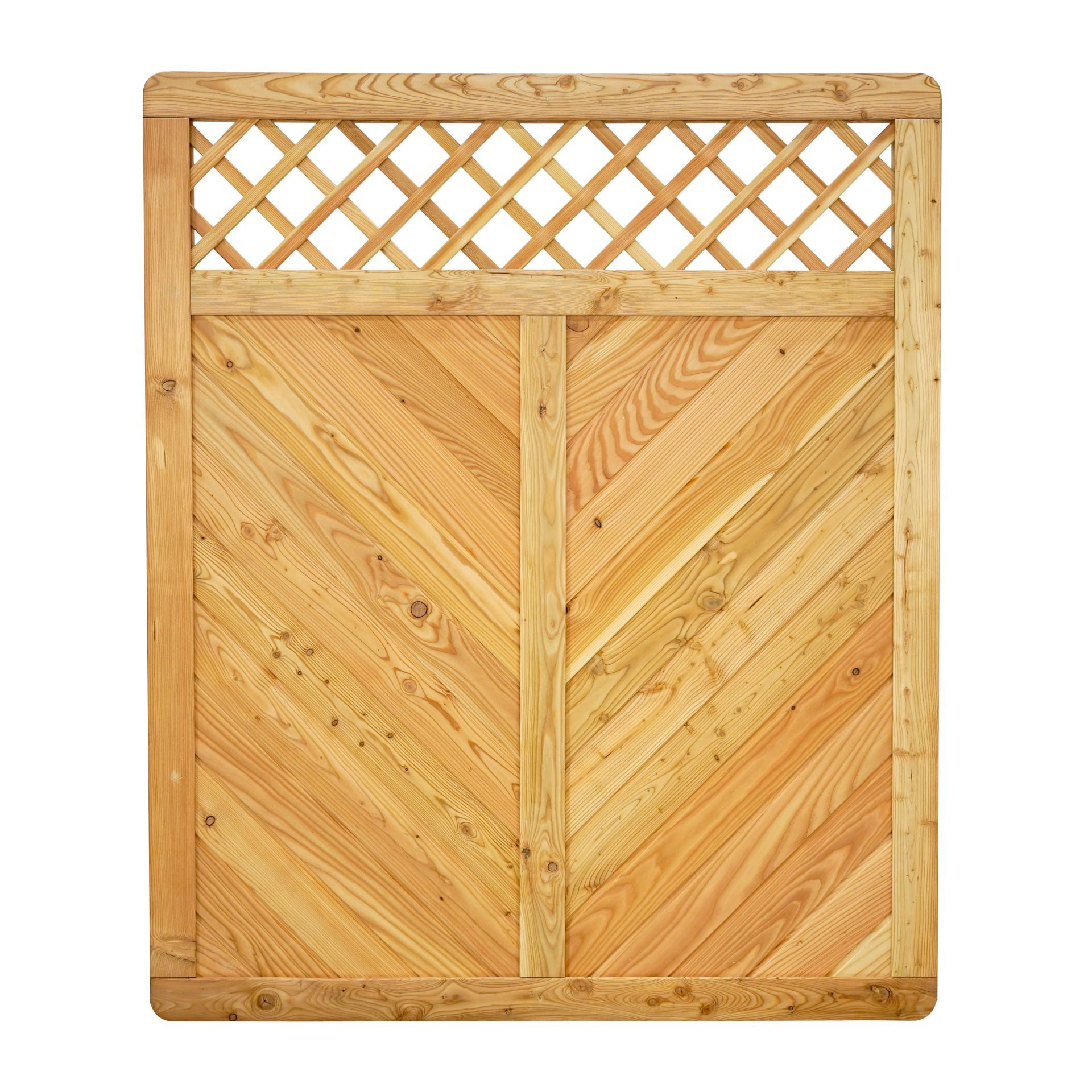 GartenLand Zaun Massivzaun Nizza gerade Rankgitter Lärche – Naturbelassen, (Set, Ohne Pfosten, 150x180 cm), Gerade mit Rankgitter, Lärche