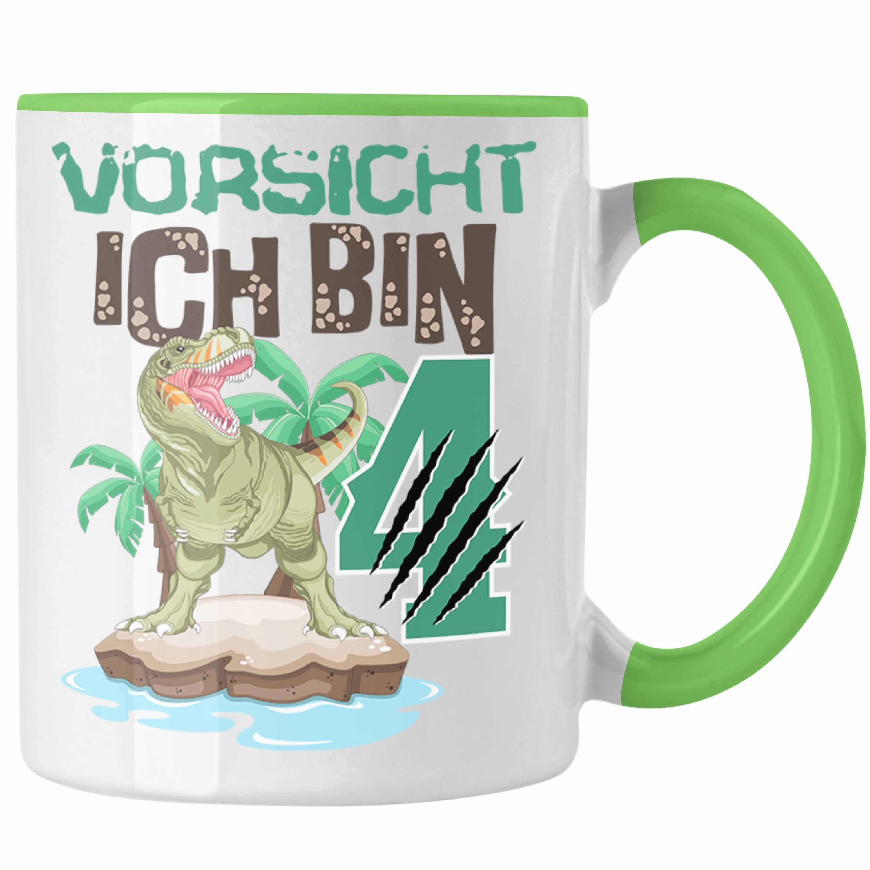 Trendation Tasse Vorsicht Ich Grün 4er Geschenkidee Jungs 4 Bin Geburtstag Geschenk Dinosaur