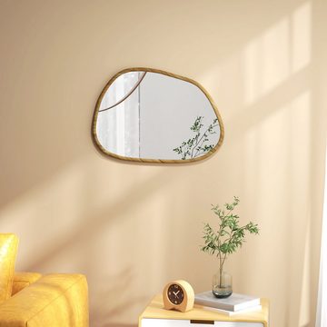 HOMCOM Wandspiegel Asymmetrisch, 70 x 50 cm Badezimmerspiegel mit Holzrahmen (Badezimmerspiegel, 1-St., Dekospiegel), für Bad, Wohnzimmer, Flur, Schlafzimmer, Natur