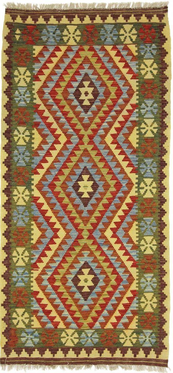 Orientteppich Kelim Afghan 102x211 Handgewebter Orientteppich Läufer, Nain Trading, rechteckig, Höhe: 3 mm