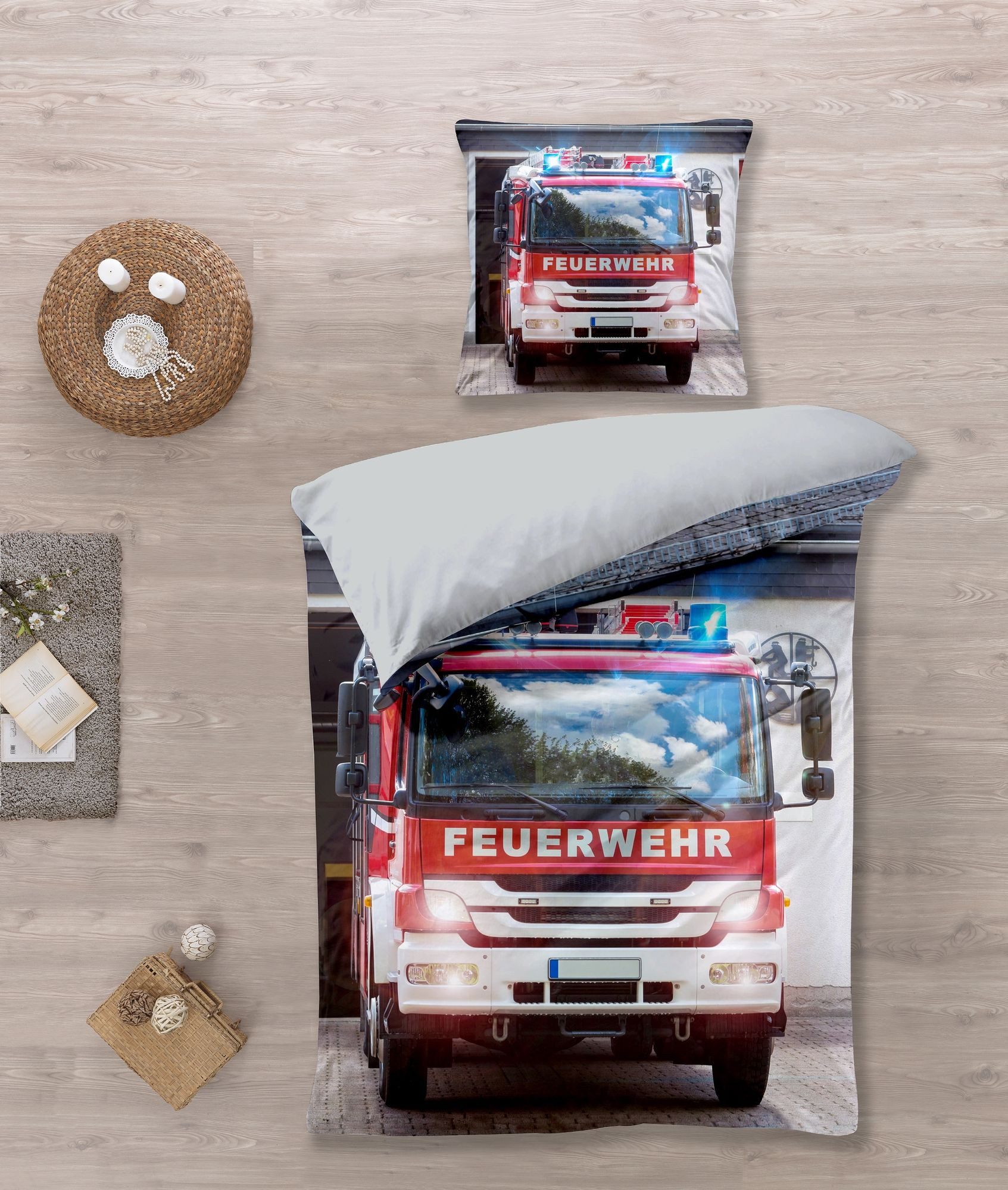 KK Shopping Kinderbettwäsche Bettwäsche Feuerwehr Auto günstig online kaufen
