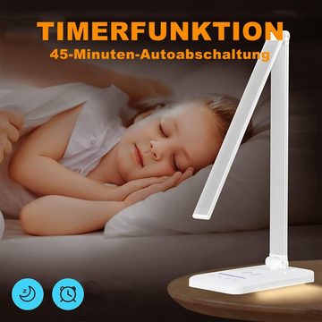 LIGHTSTUDIO LED Schreibtischlampe Schreibtischlampe LED Kinder mit Ladefuktion Weiß, LED fest integriert, warmweiß, neutralweiß, farbwechsler, Tageslichtweiß, warmweiß - kaltweß, wohnzimmer, schlafzimmer Tischleuchte, Tischlampe touch dimmbar