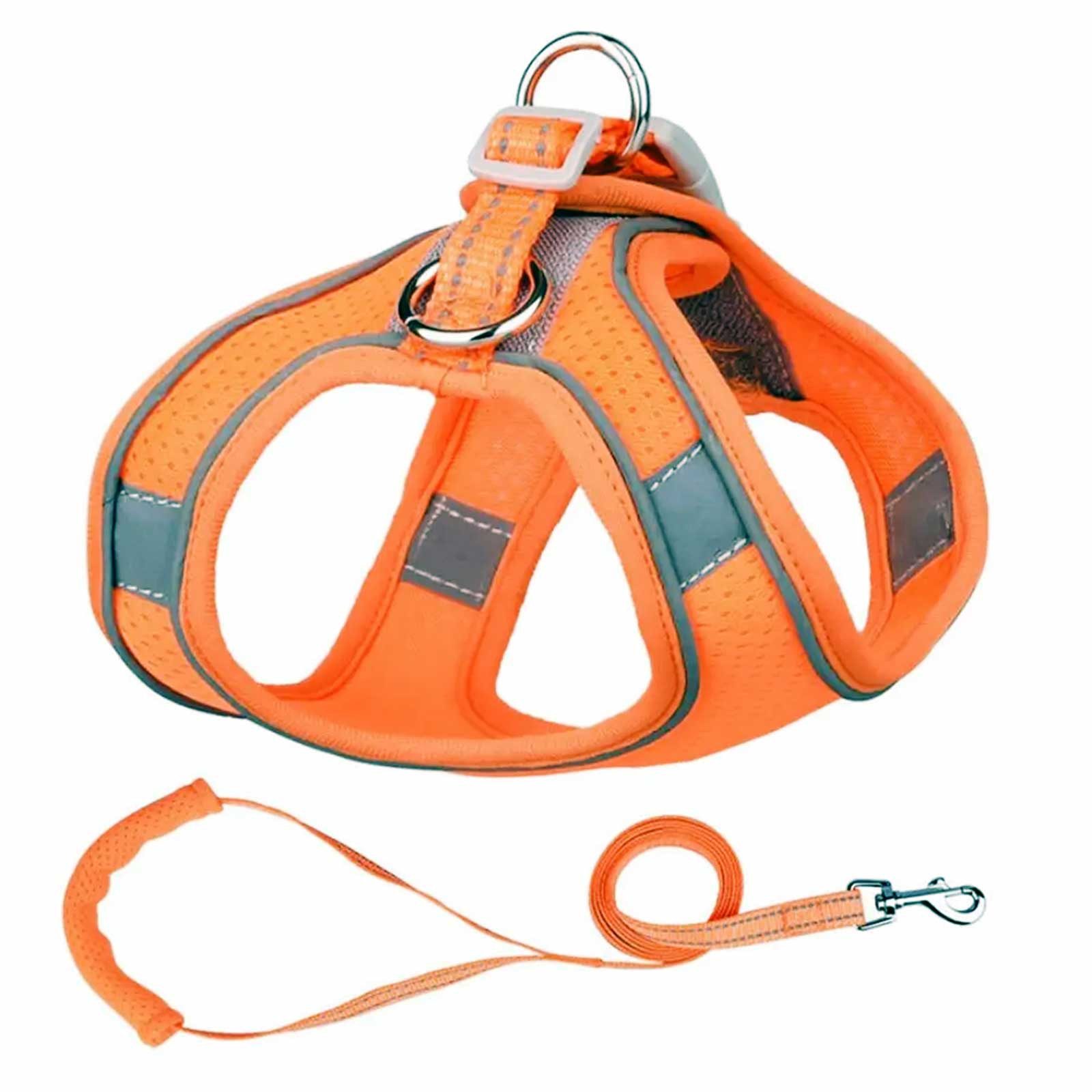 Monkimau Hunde-Geschirr Geschirr für Hund und Katze mit Leine - XXXS in orange, Robust