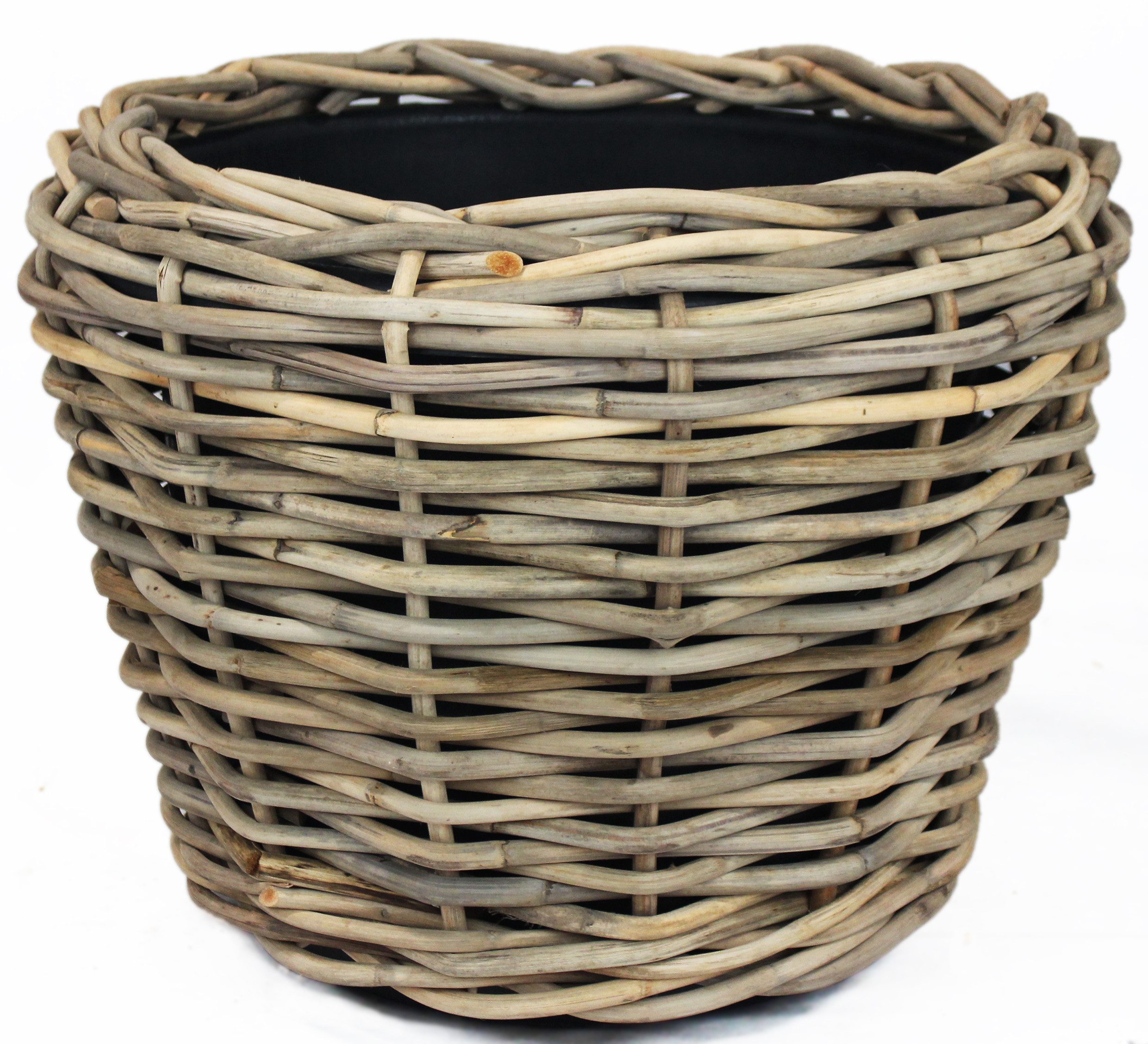 Van der Leeden Blumentopf Braun (1 St), Sylter Korb, Rattan, 74 Liter, Handmade, Inneneimer Kunststoff