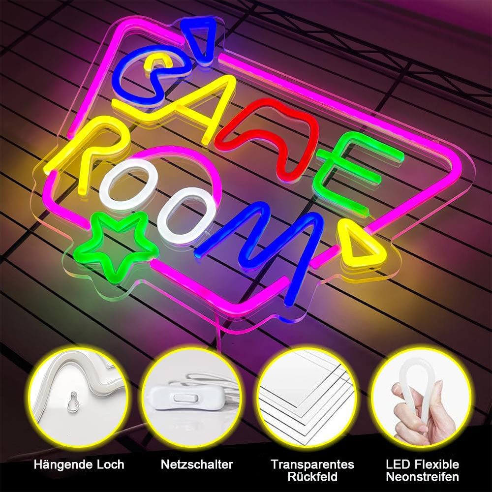 TUWENA LED Dekofigur Spielzimmer Neonlichter Wanddekoration Farbe LED Neon Lichter, Spiellicht 1