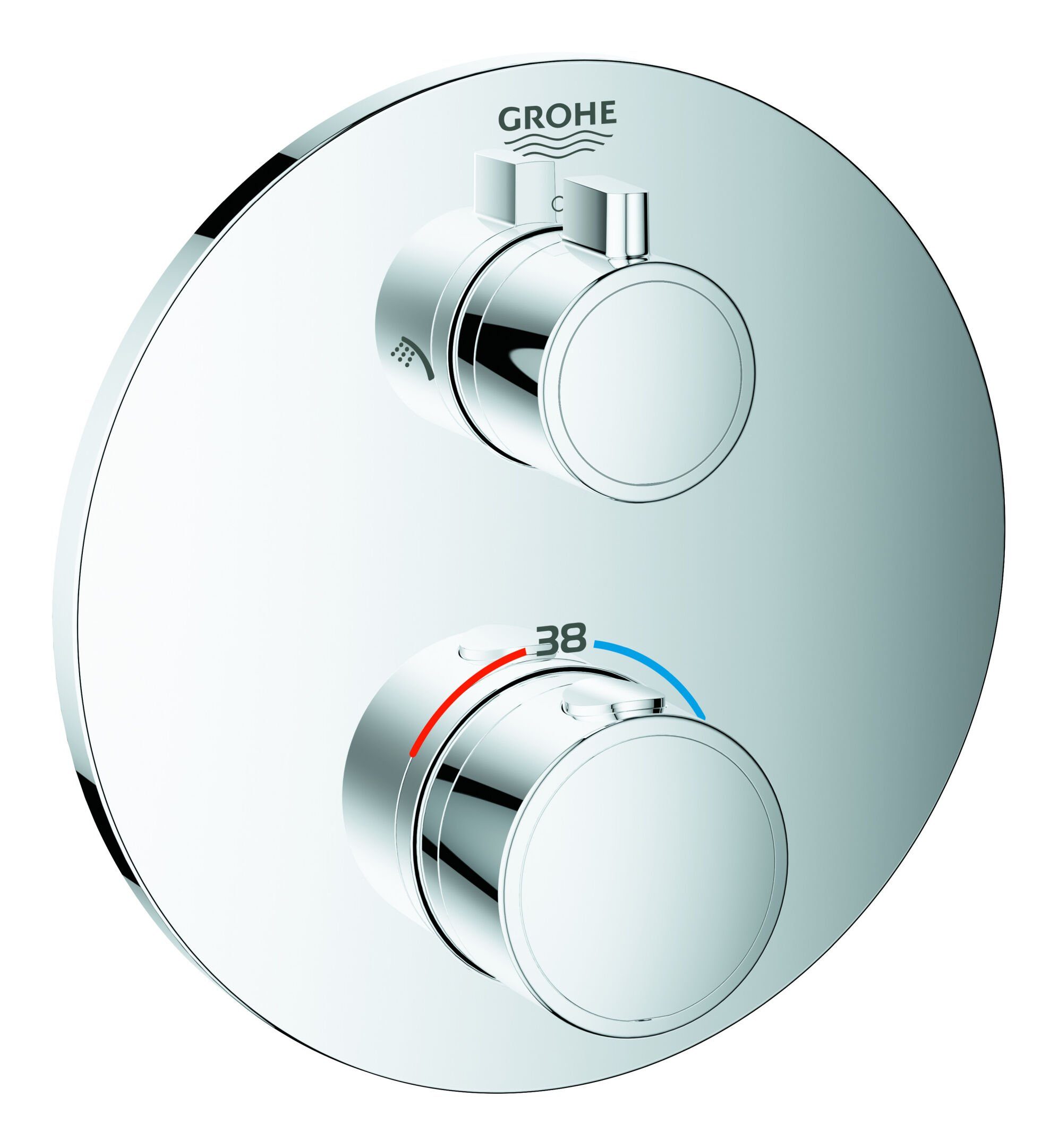 Grohe Brausethermostat Grohtherm Brausebatterie mit integrierter 2-Wege-Umstellung rund - Chrom