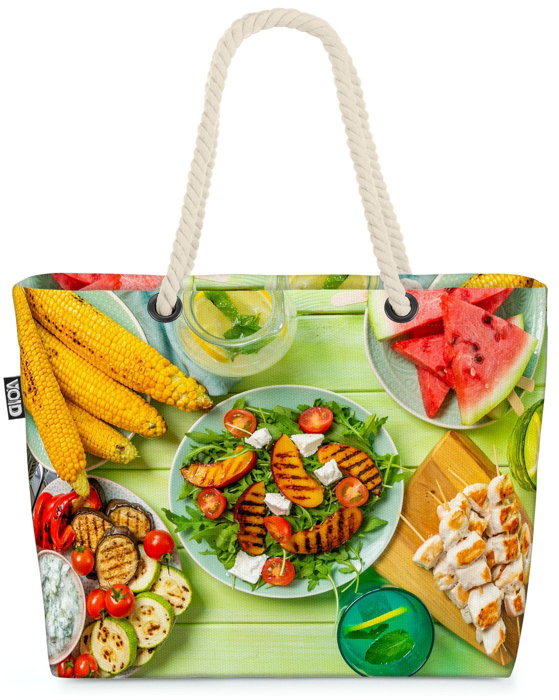 VOID Strandtasche (1-tlg), Sommer BBQ Beach Bag Barbecue Essen Party Wasser-Melone Salat Picknick grillen
