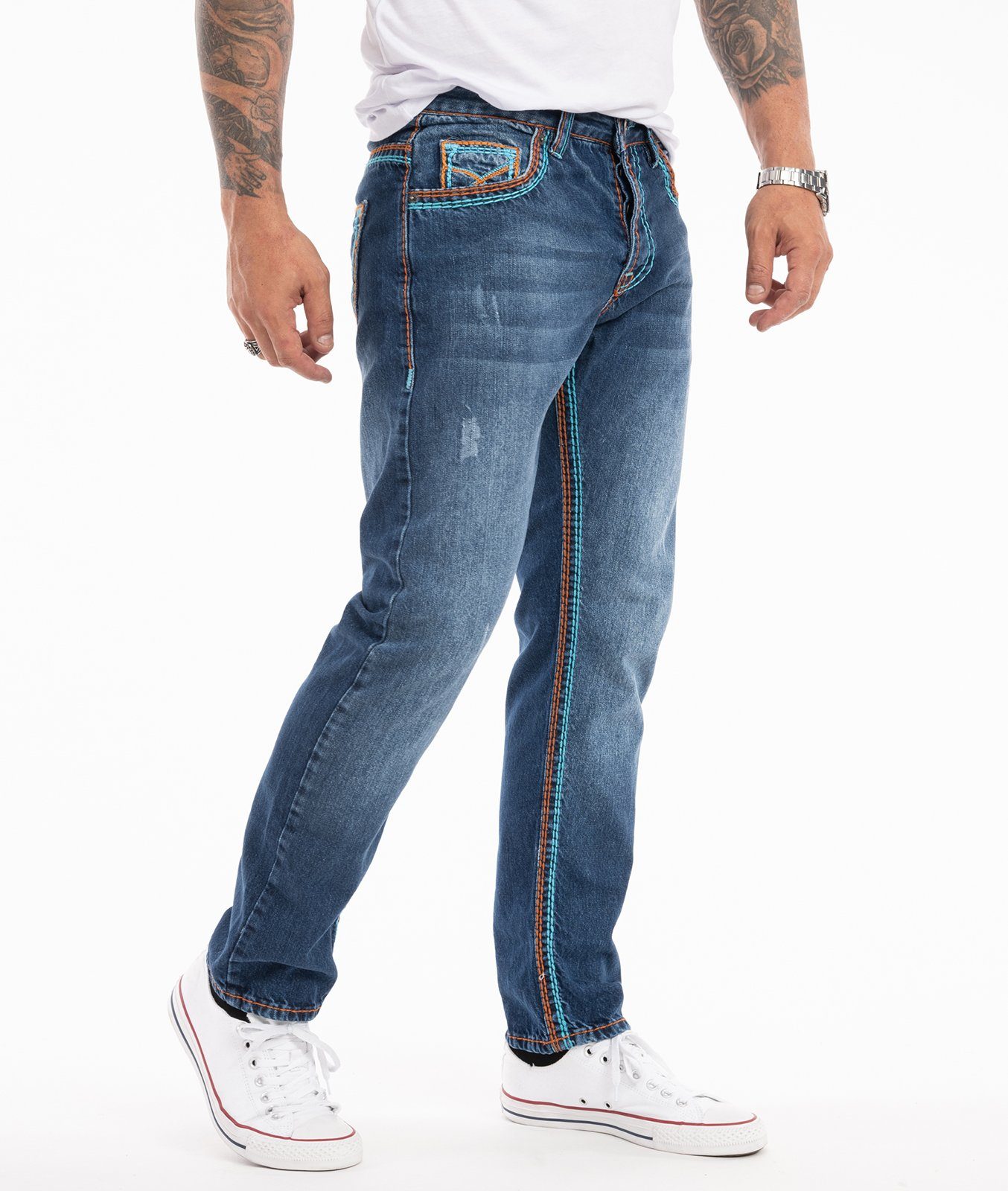 Rock Creek Straight-Jeans Herren Jeans dicke Nähte RC-2270 günstig online kaufen